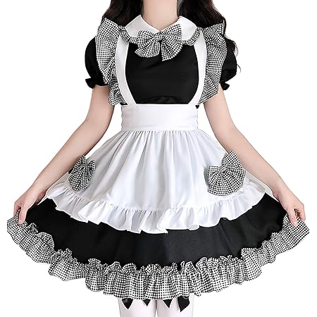 Amazon サニーステップ コスプレ かわいい メイド 服 S 6l ロリィタ チェック柄 ブラック ホワイト コスチューム 衣装 撮影 チェック ホワイト Xl コスプレ 仮装 通販
