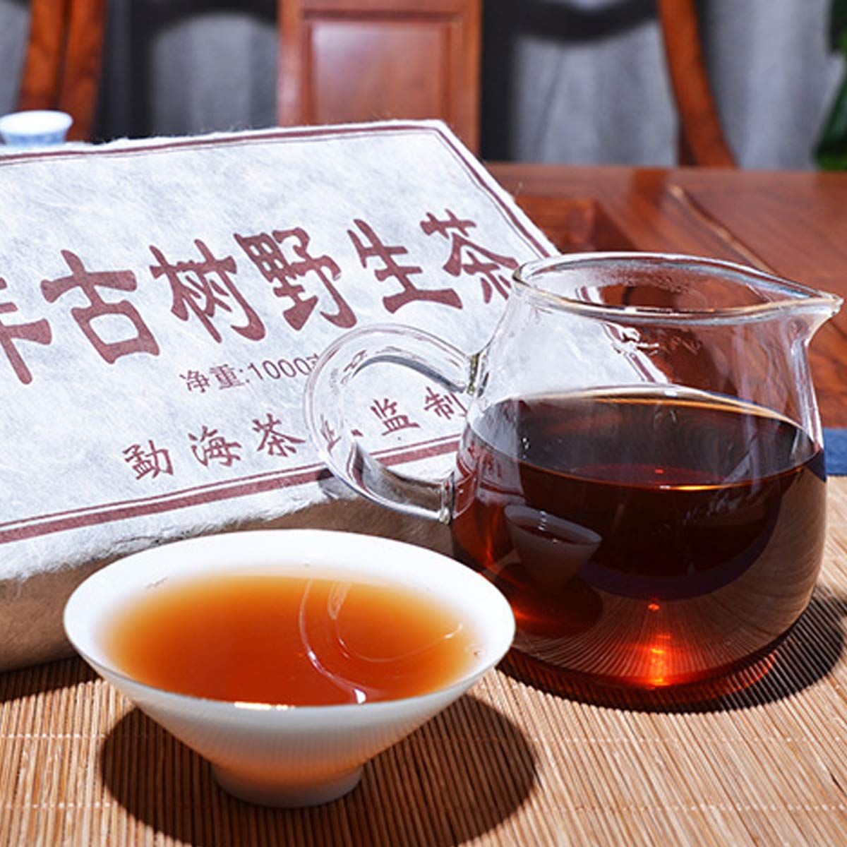 Chinesischer Pu'er Tee 1000g （2,2LB） Reifer Puer Tee Schwarzer Tee Yunnan Tausend Jahre alter Baum wilder Tee Pu'er Tee Gekochter Tee Alte Bäume Pu erh Tee Gesundheitswesen Pu er Tee