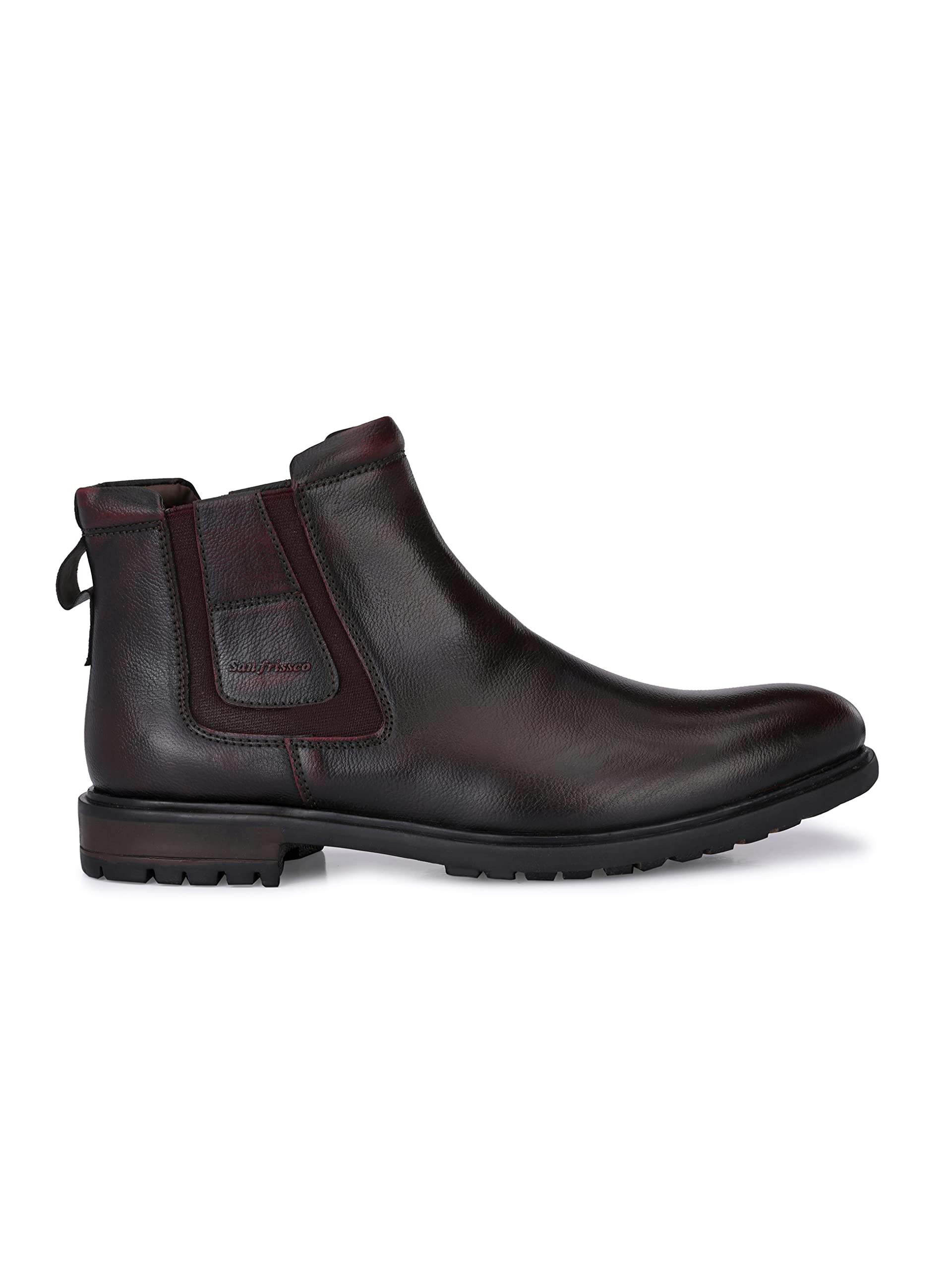 San Frissco Solid Chelsea Boots for Mens with Round Toe/Slip On Wearable Anti-Slip Leather Boots for Office/Fashionable Ankle Boots for Men - (Maroon) (B0D477W7S8) Amazon Price History, Amazon Price Tracker