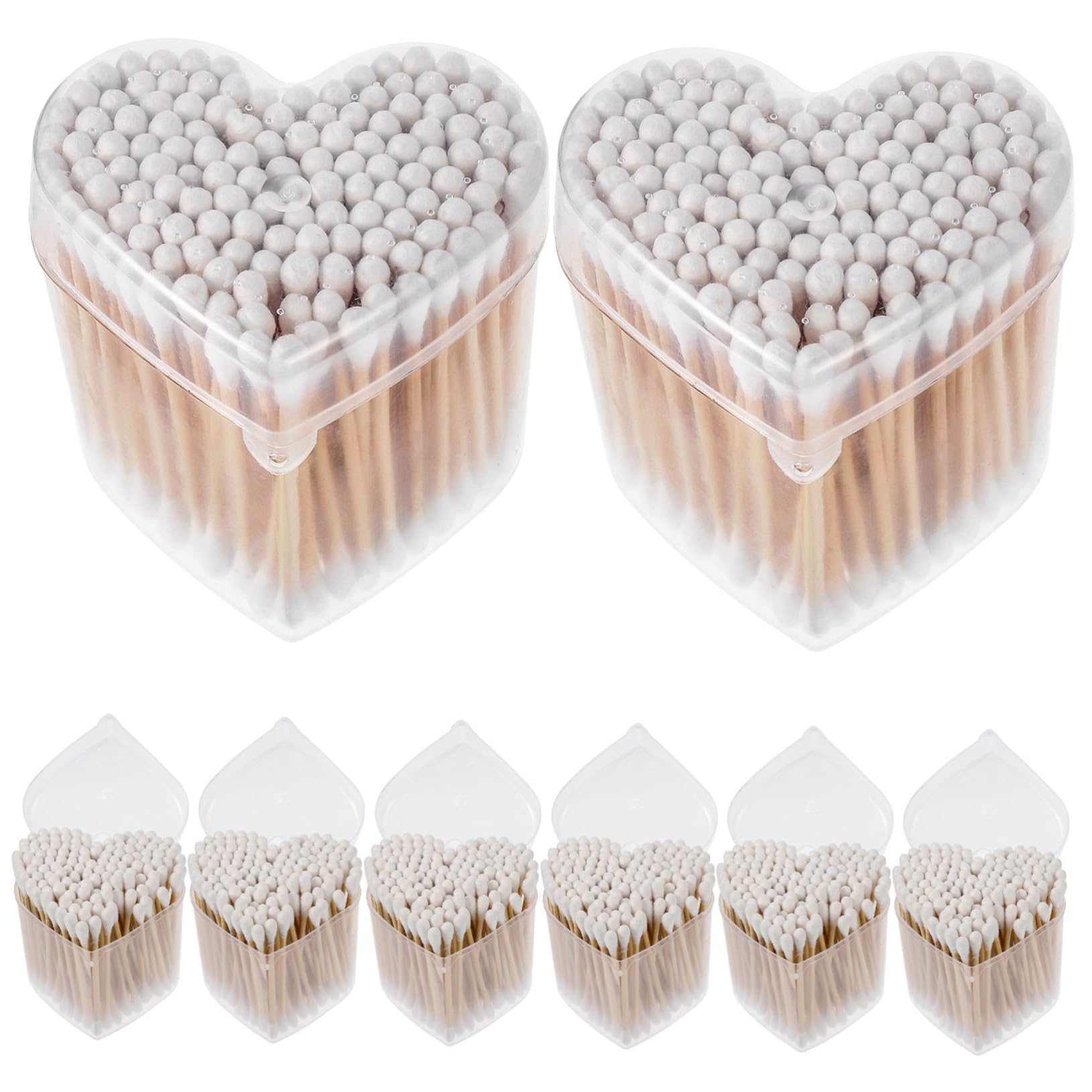 FOMIYES 1200pcs Makeup Cotton Swabs 8 Boxes of Long Cotton Buds for Face Eye and Ear Cleaning Professional Home Use