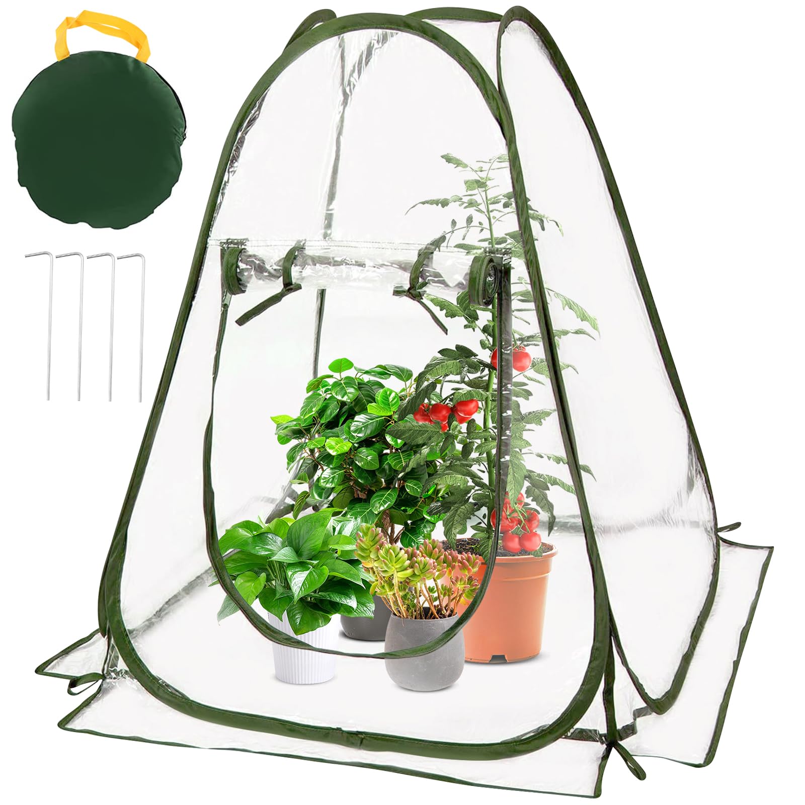 Mini serra pop-up 70 x 70 x 80 cm Mini Serra da Balcone Piccola in PVC Non Necessita di Montaggio per Protezione Delle Piante Interni Esterni