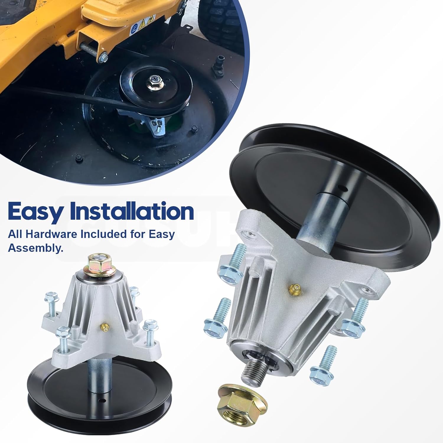 2 Pack 918-06989 Spindle Assembly with 756-05034A Idler Pulley 954-04219 for Craftsman T150 T1700 T1500 T1600, Troy Bilt Bronco 46 Auto, Bronco 46K, Horse XP, TB46 Hydro Lawn Tractors