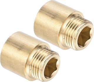PATIKIL Shower Head Extension Arm, 2 Pack Brass G1/2 Male to Female Thread 31mm Length Pipe Fitting Shower Head Extender