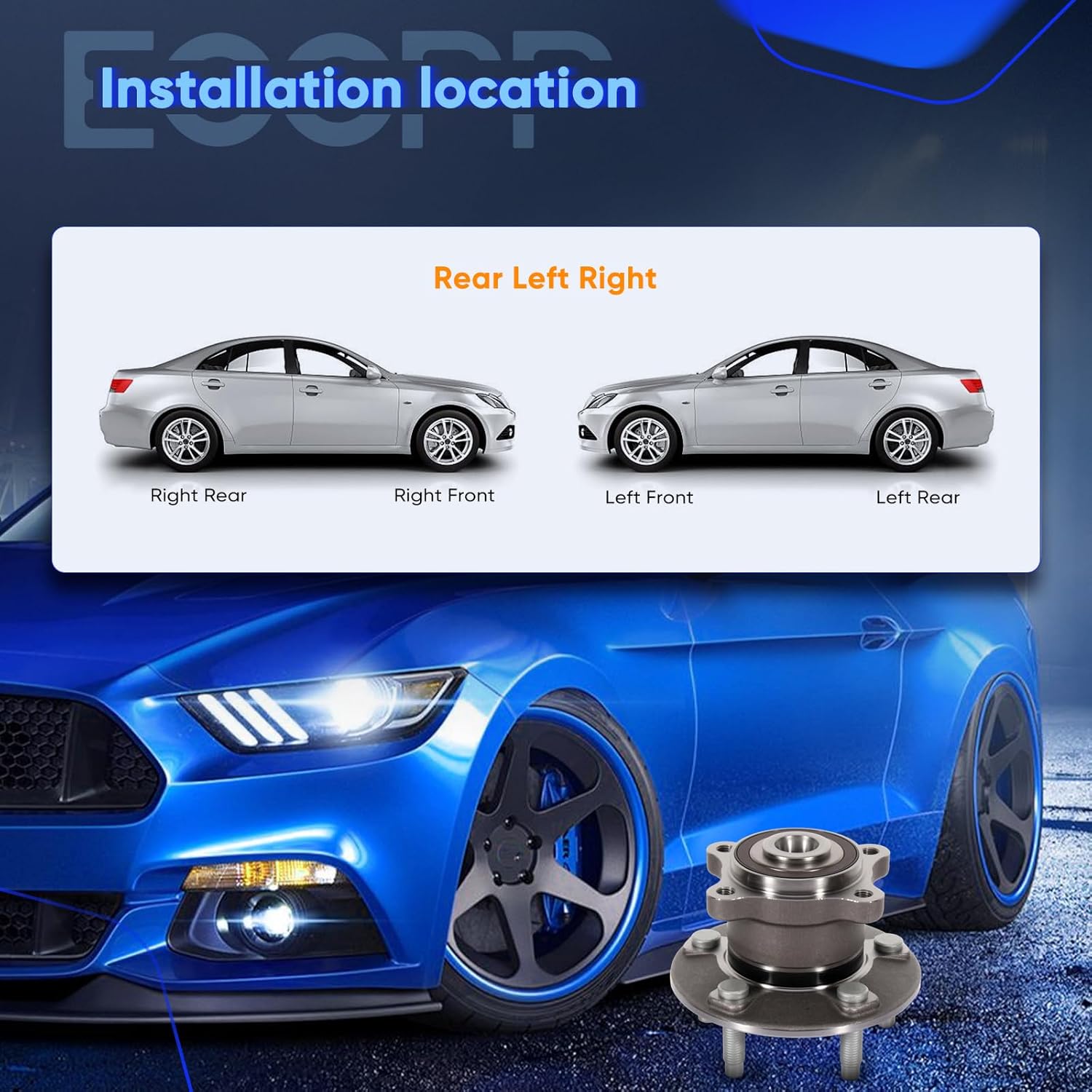 ECCPP Wheel Hub and Bearing Assembly Rear 512438 fit for Buick Encore 2013-2015,for Chevrolet Sonic 2012-2015,for Chevrolet 5 Lugs Wheel Bearing Hubs with ABS 2pcs