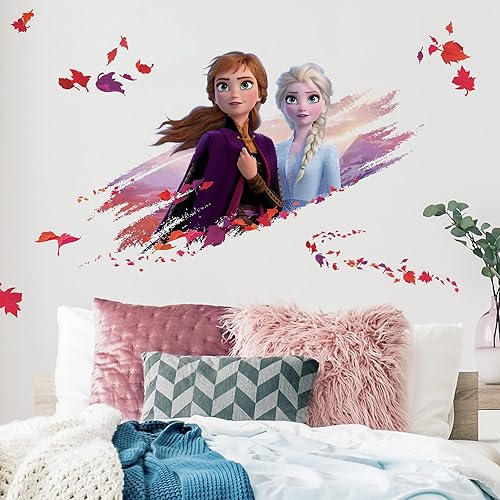 Miniatura 2 de RoomMates RMK4076GM Disney Frozen 2 Elsa y Anna - Calcomanías de pared gigantes para despegar y pegar, morado, naranja, rojo, 1.56 x 2.53 x 17.6 x