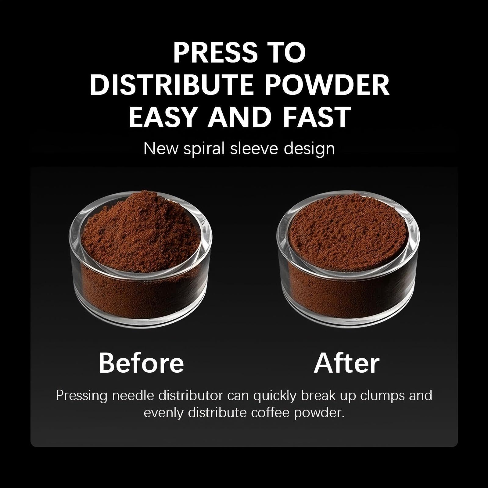 WDT Tool Espresso 58 mm – narzędzie do dystrybucji espresso o regulowanej głębokości, igły ze stali nierdzewnej do portafilterów 58 mm i E61, akcesoria do kawy baristy, idealne do użytku
