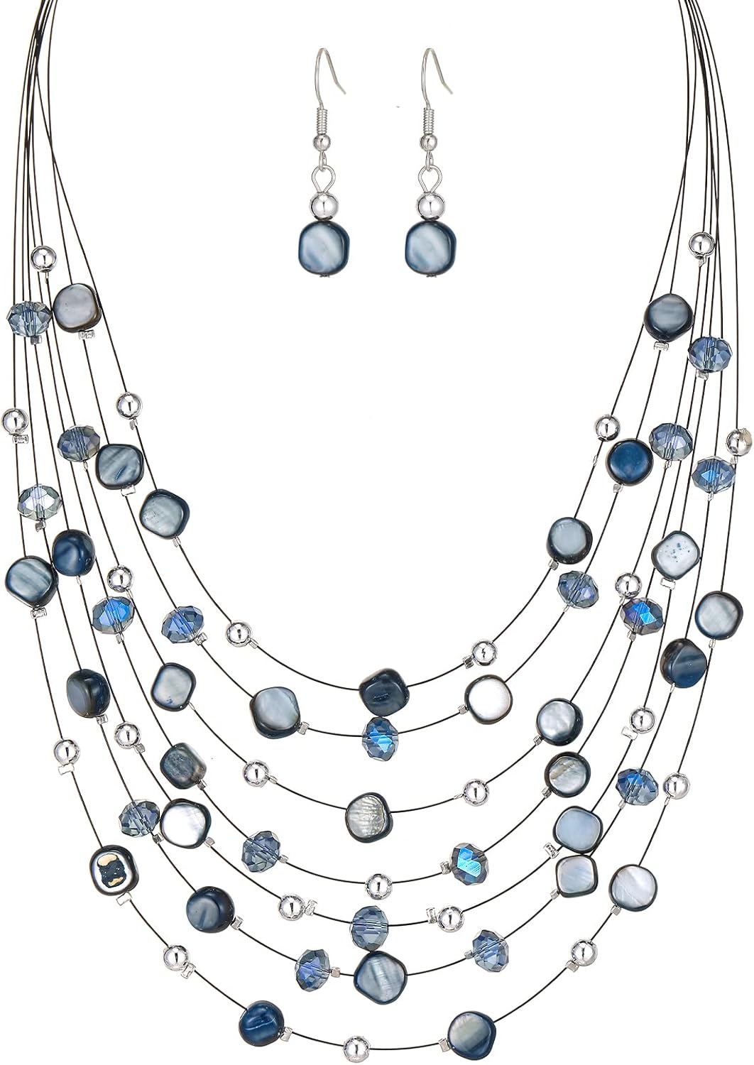 Colorful multilayer beaded necklace set for women