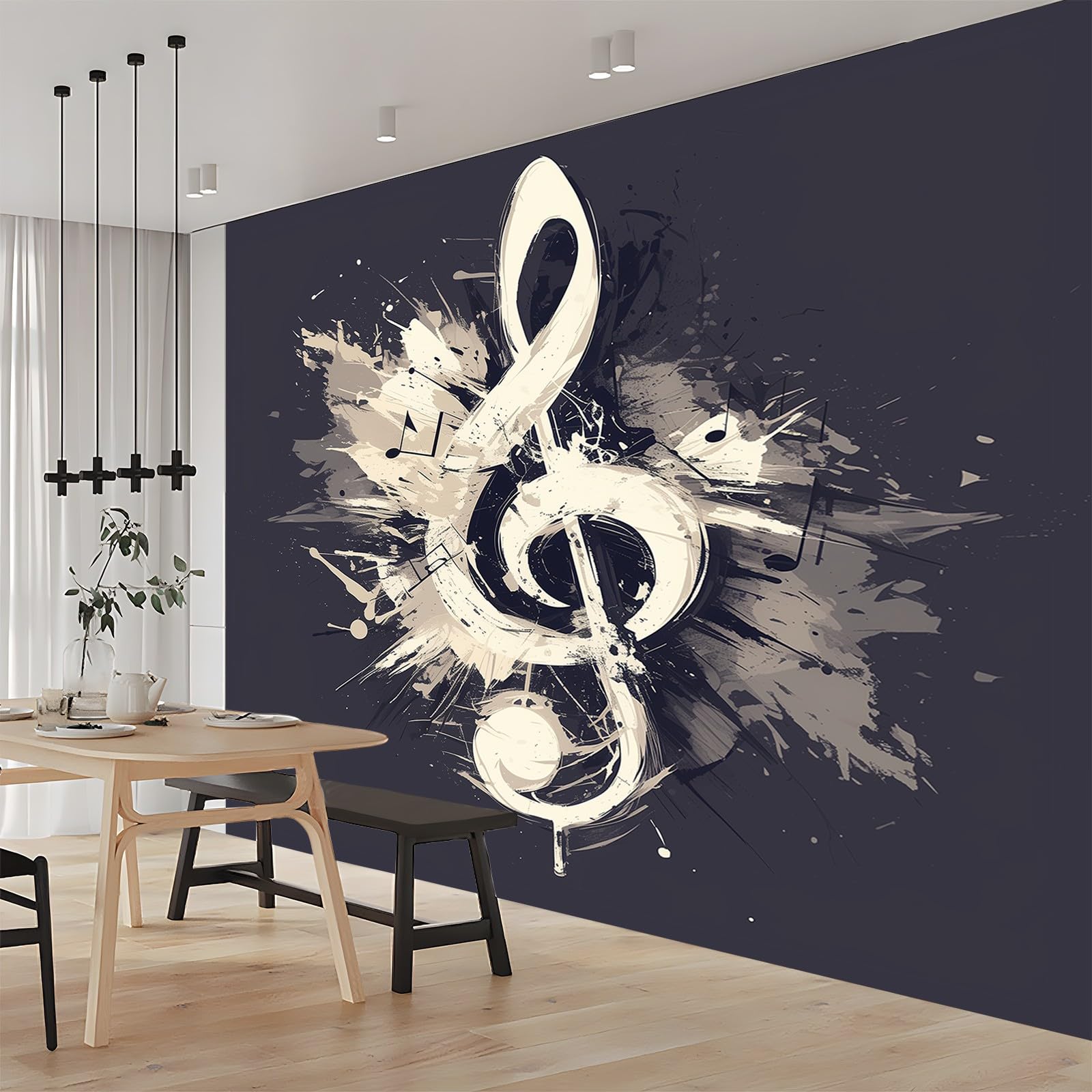 Papier peint intissé gris 300x210 cm pour rénover un mur de salon