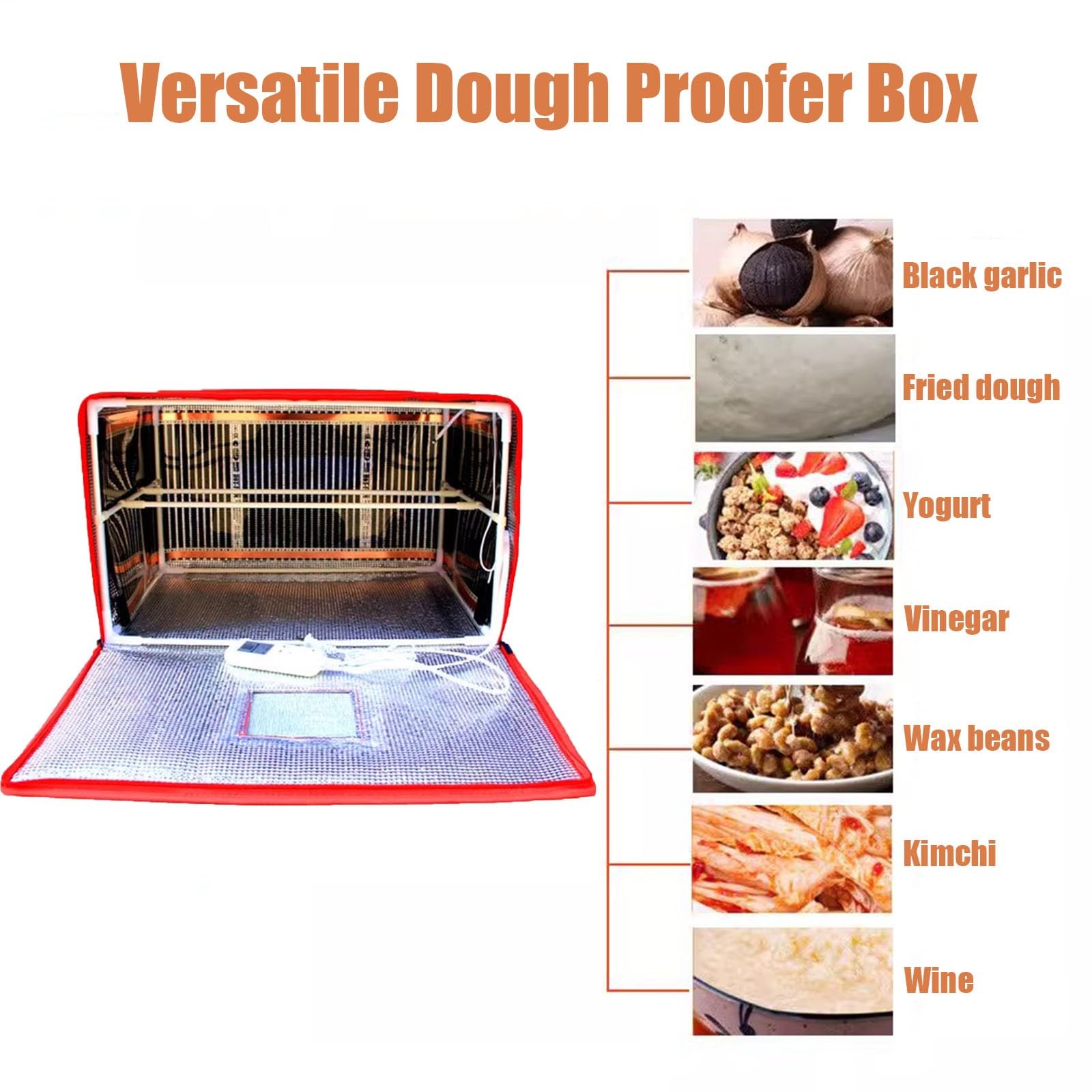Caja de fermentación de Pan eléctrica, Caja calentadora Plegable para fermentación de Pan de Masa Madre, Caja fermentación de Masa con Control de Temperatura(Red,40 * 32 * 32cm)