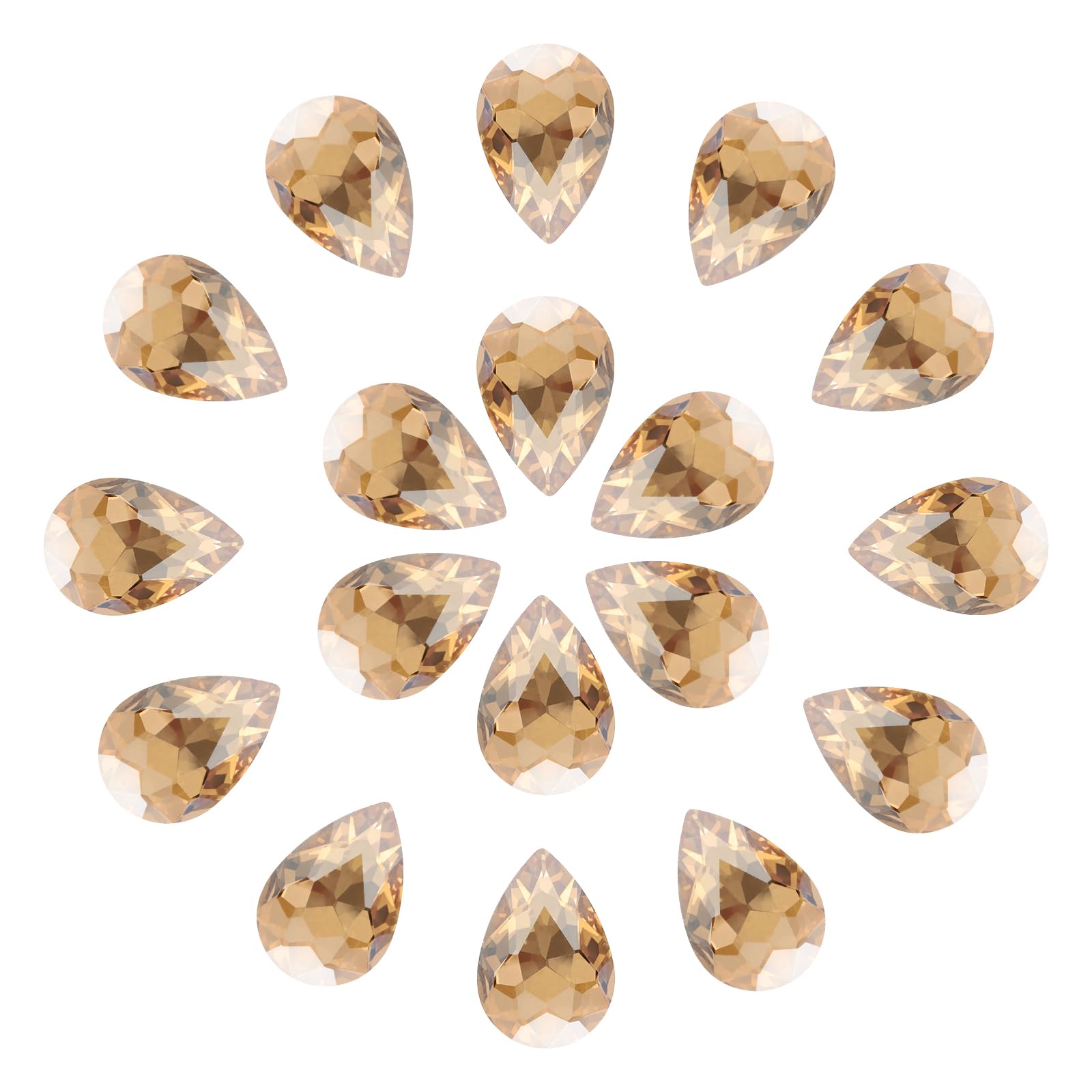 MECCANIXITY 20pcs Teardrop Rhinestones - 20x30mm, Glass, Pointed Back, AB Colorful For Crafts