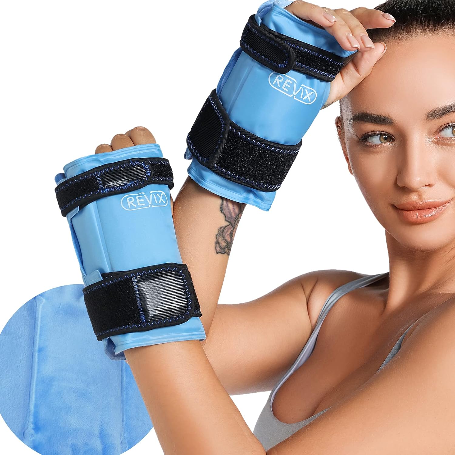 REVIX Wrist Ice Pack Wraps for Carpal Tunnel Relief (2Piece Set) Reusable Gel Ice