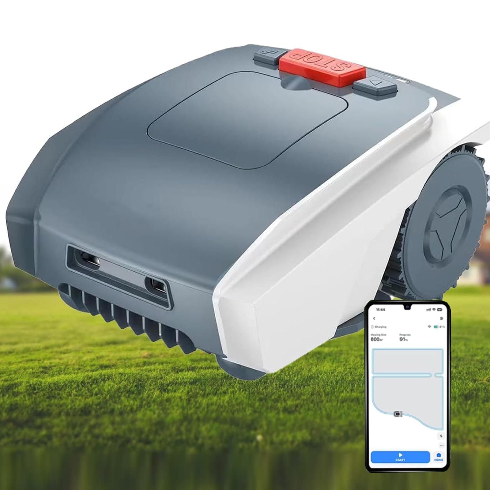 Robot Tondeuse sans Fil 1500m2 Tonte Ultra silencieuse Tondeuse à Gazon Automatique Contrôle de l'application Hauteur de