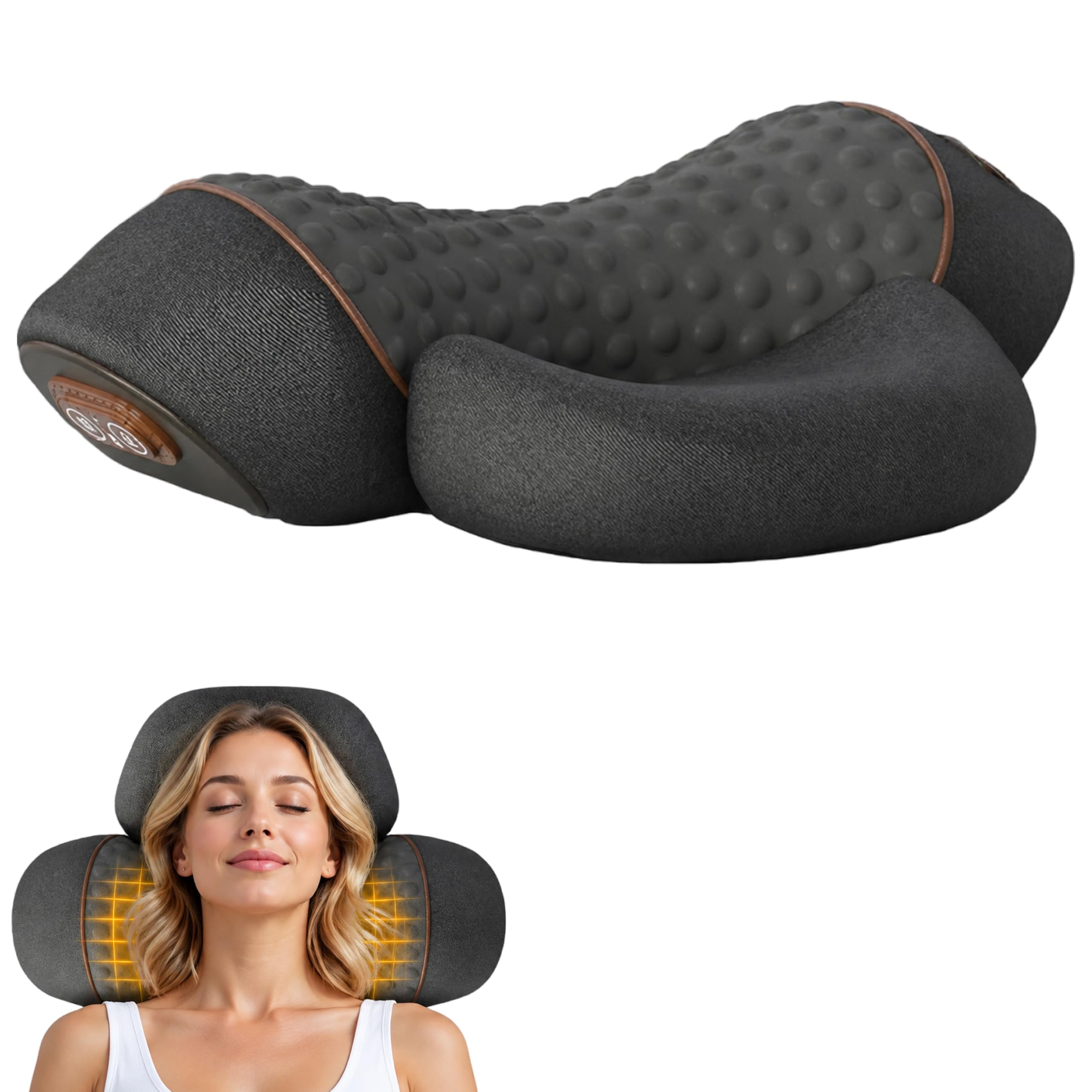 3-In-1 Massagegerät Elektrisch Nacken, Mit Heizung, Massage & Traktion, 39° Hws-Streckung, 42°C Tiefenwärme Und Gezielte Vibrationsmassage für Schmerzlinderung tiefes Gewebe
