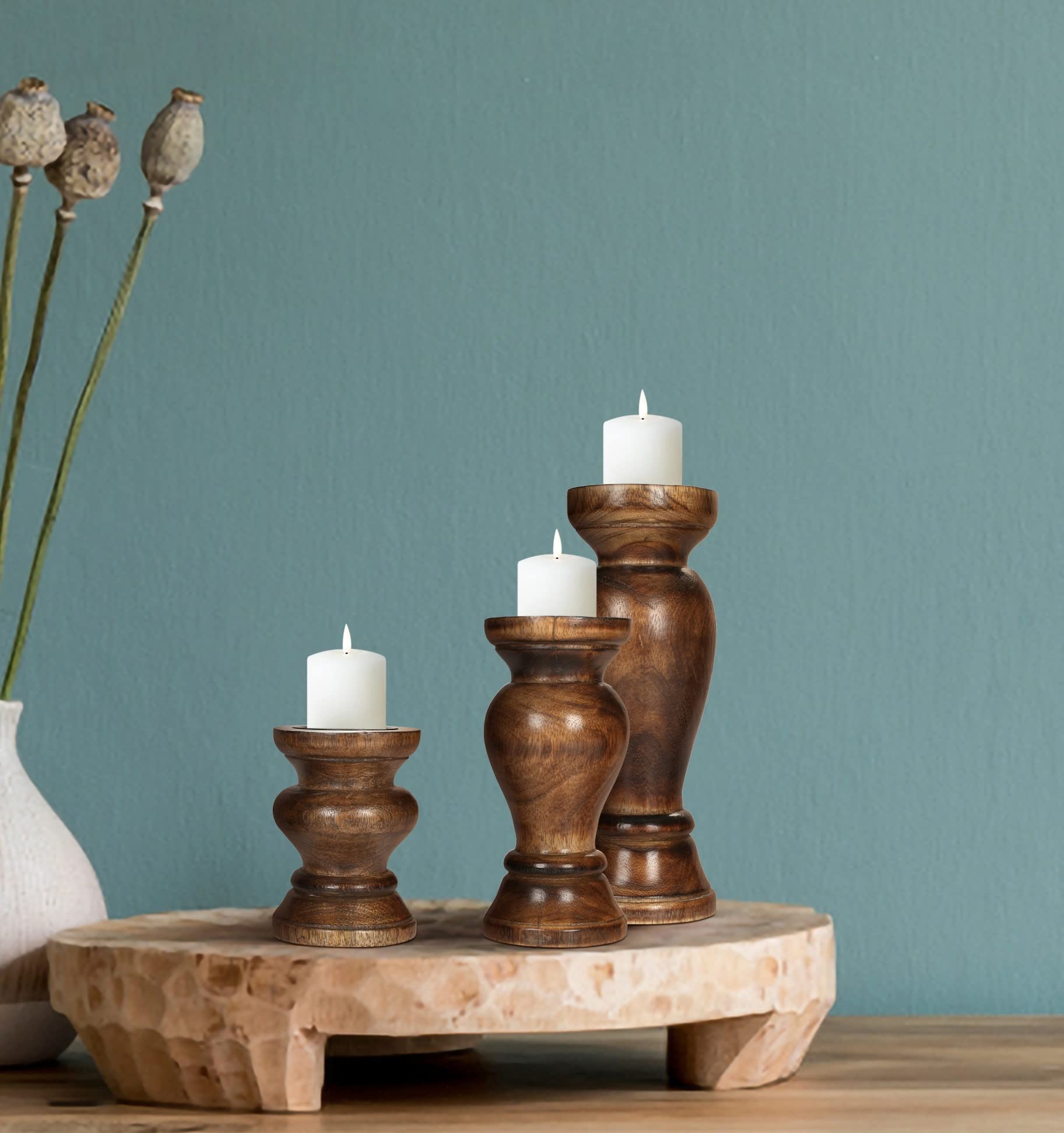 Buy Descent Art Designs Rounded Turned Colums Candle Stands Sustainable