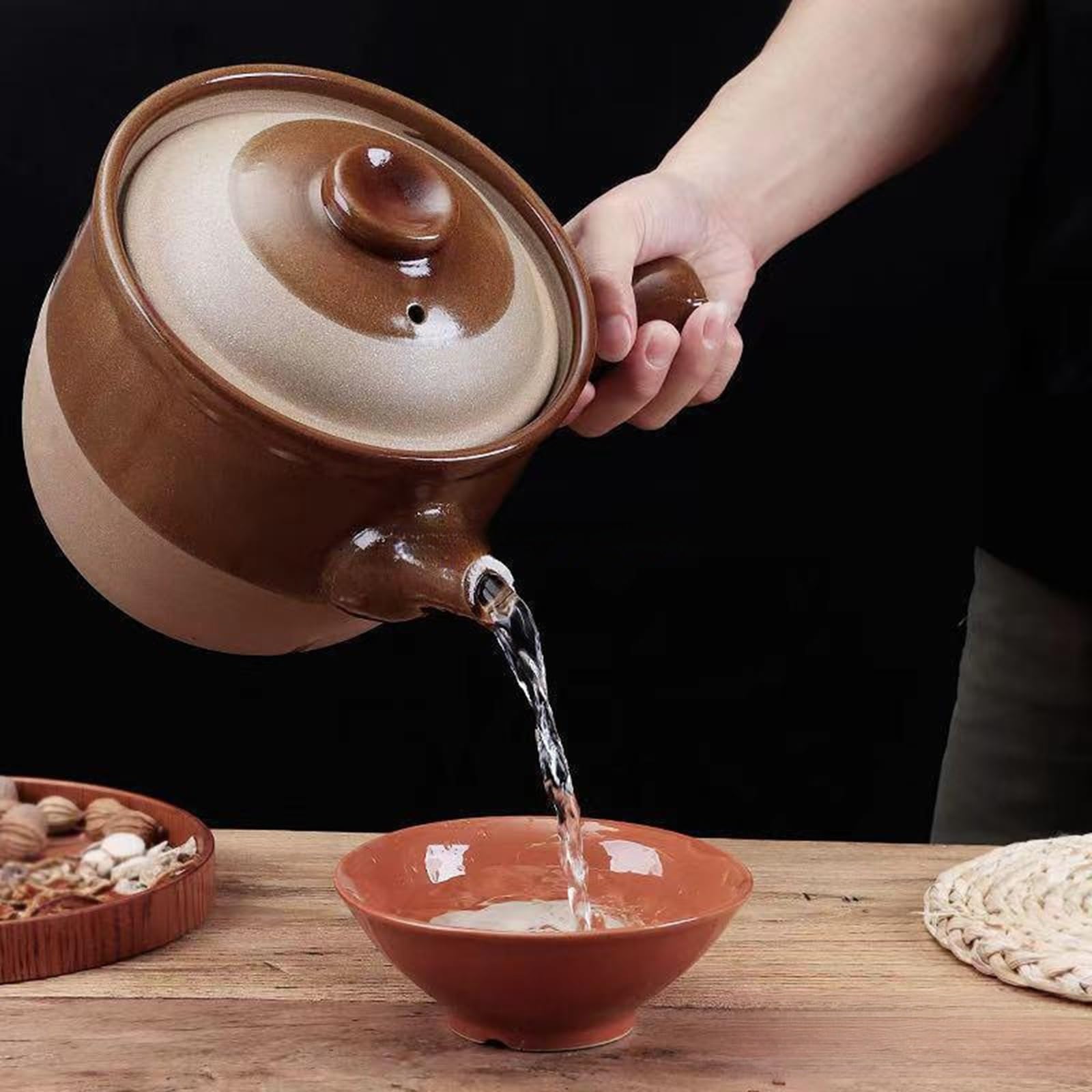 Ceramiczny słoik na leki, elegancki gliniany garnek z pokrywką do użytku domowego, chiński styl