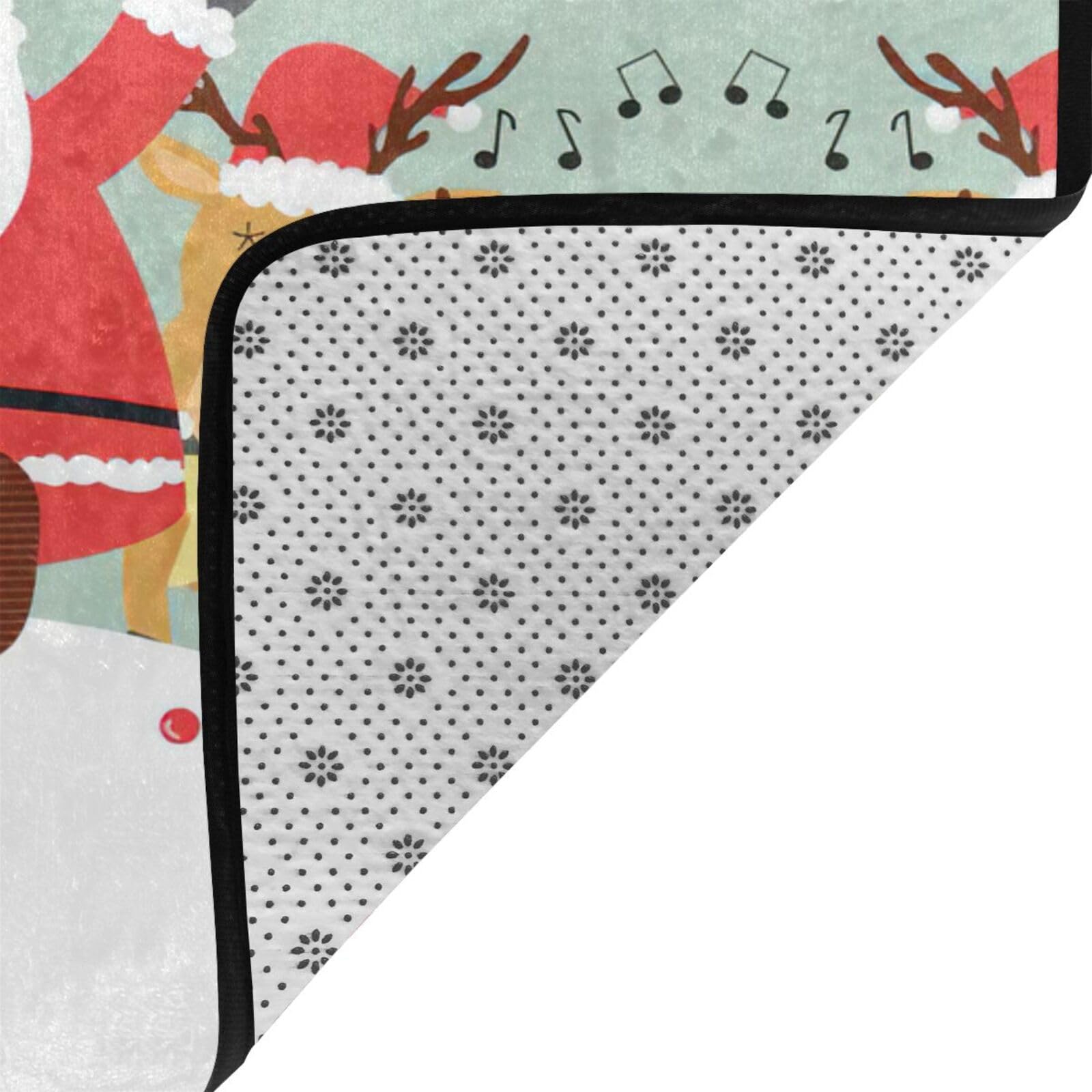 Felpudo de Navidad con diseño de Papá Noel, antideslizante, absorbente, resistente a la suciedad, lavable, interior