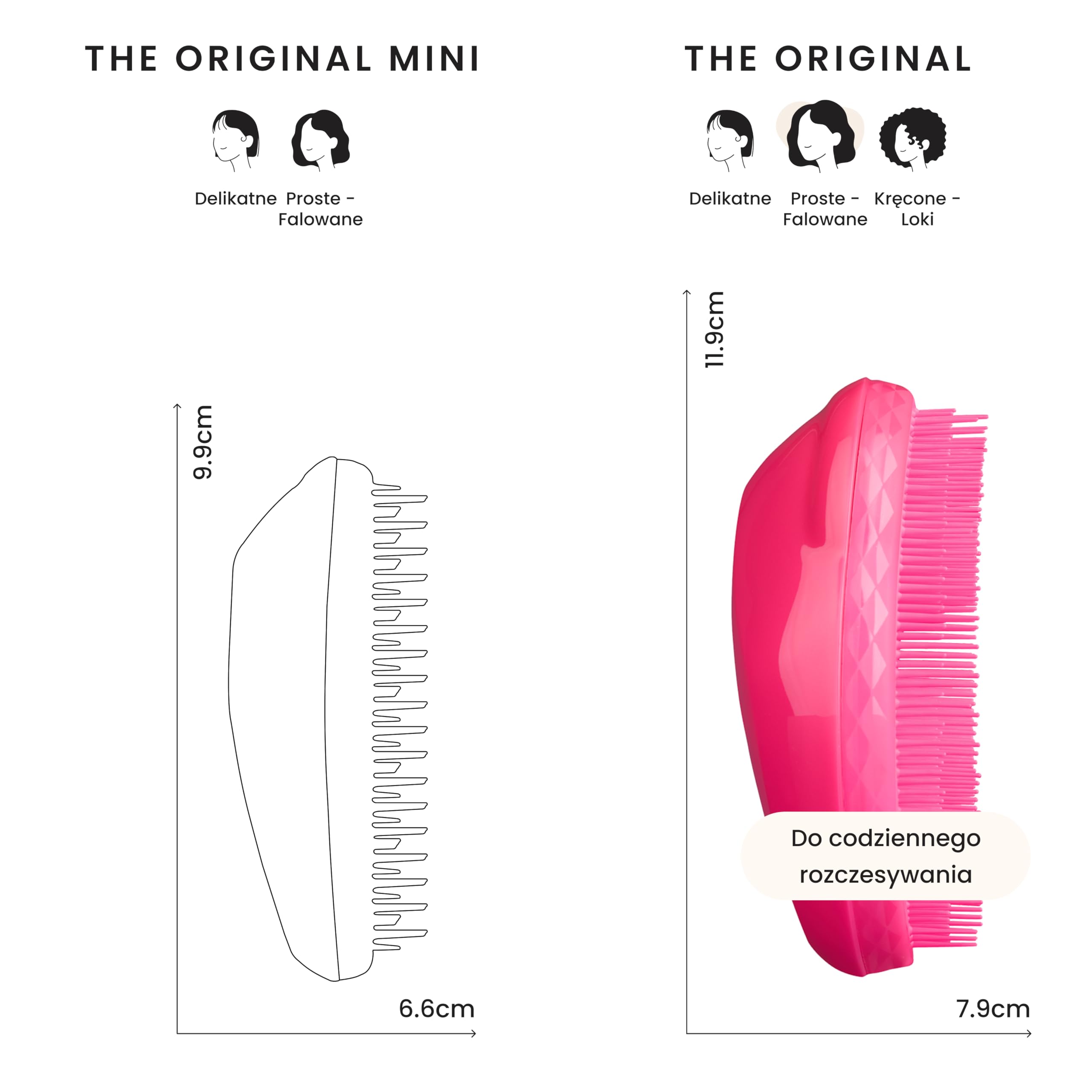 Tangle Teezer Original - Do włosów mokrych i suchych - Szczotka do rozczesywania do wszystkich rodzajów włosów - Dwupoziomowe ząbki zmniejszają łamliwość i eliminują splątania - Różowy mus