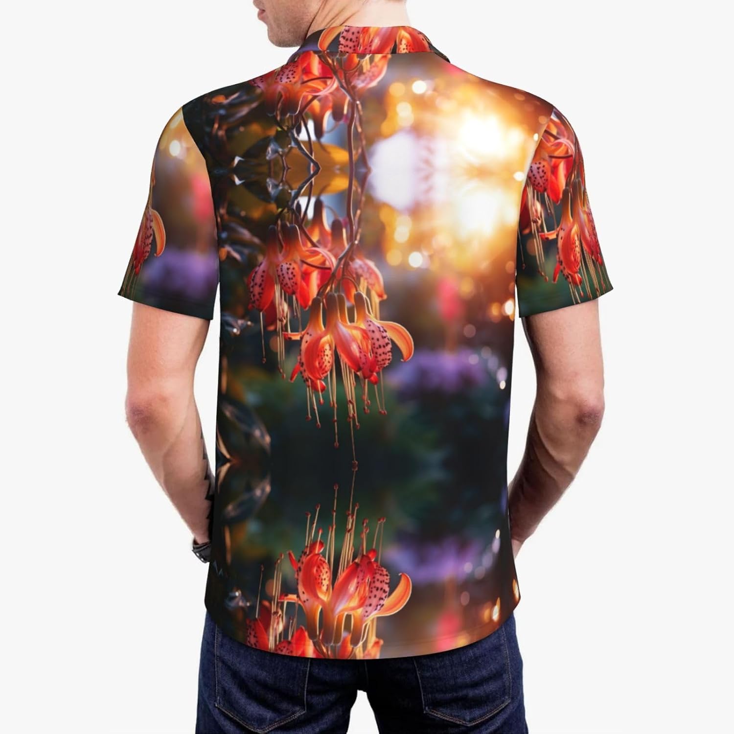 Plant Floral Flowers Print Polo Shirts Short Sleeve,Casual Shirts for Men,Versatile Fashion for All Occasions