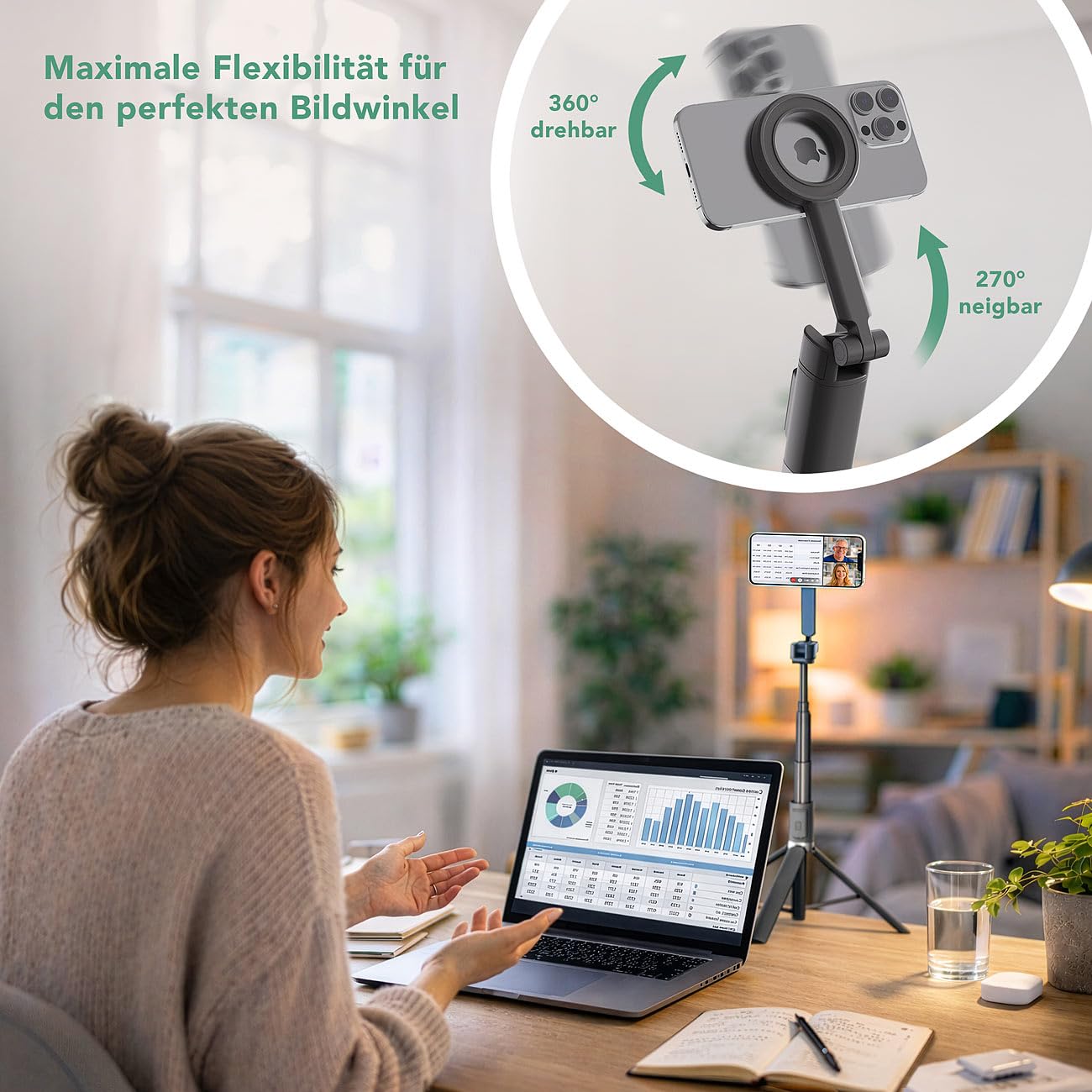 Somikon leggero: Set da 2 Selfie stick & treppiede per smartphone 2in1, Lunghezza selfie stick: fino a 166,5 cm, altezza treppiede: fino a 168 cm, compatibile con MagSafe (da viaggio, in alluminio)