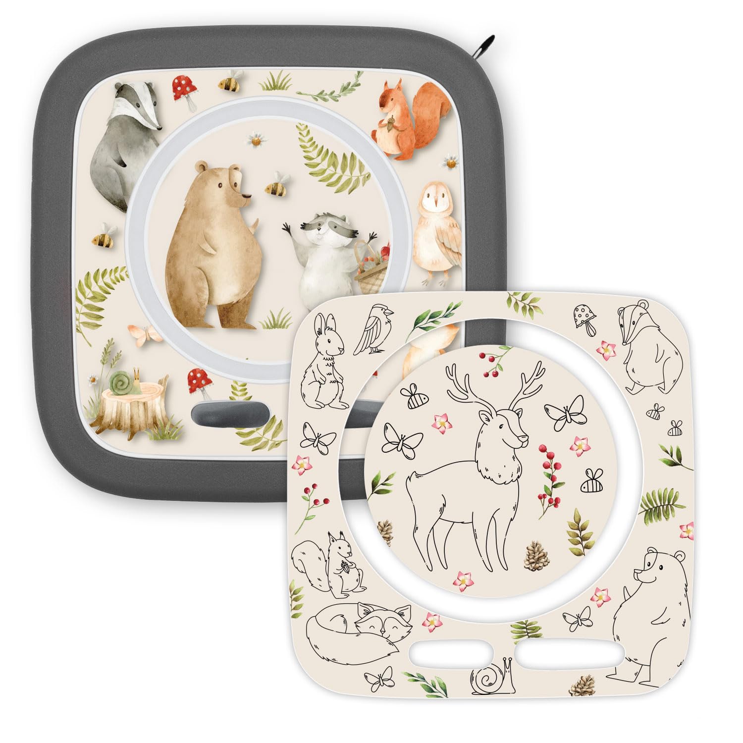 younikat Toniebox You0212 Screen Protector, 2 x Fitted Stickers, Scratch-Resistant, Removable Without Residue, Forest Animals