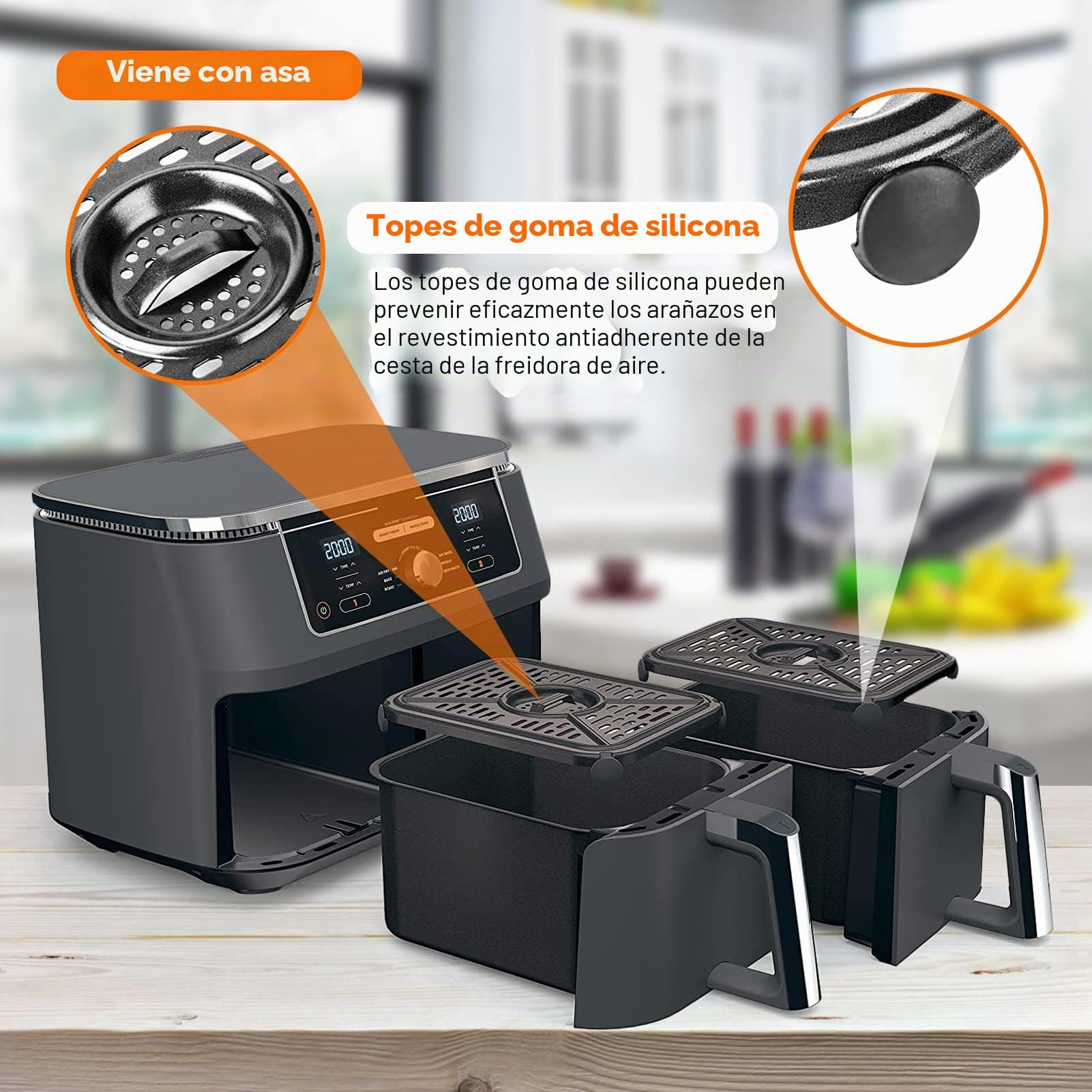 Bandeja de freidora de aire para freidora de aire ninja, 2 paquetes de accesorios de bandeja de freidora de aire reemplazable, adecuado para freidora de aire Ninja Foodi AF300EU 6 in 1 7.6L