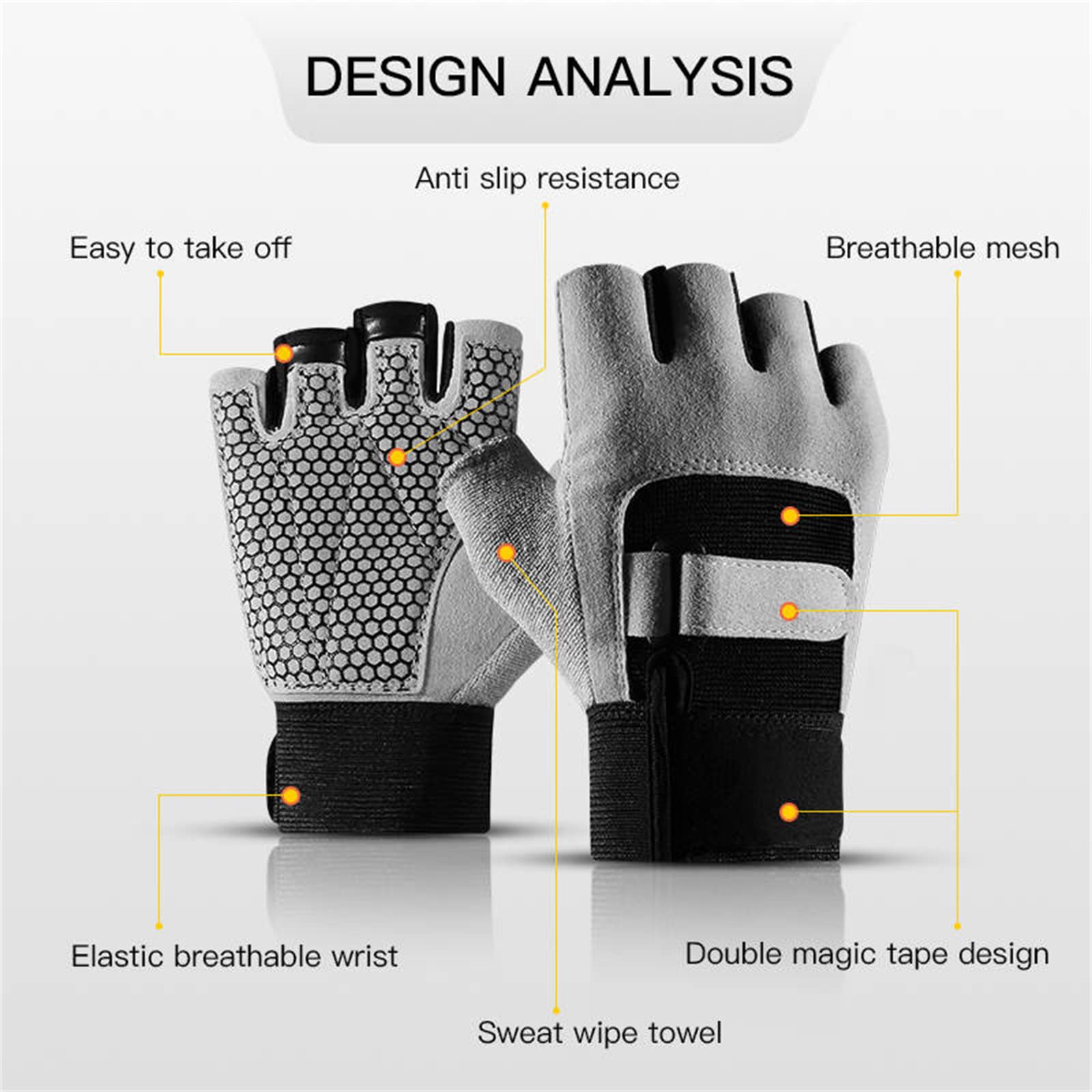 Guanti da ciclismo, da strada/mountain bike, con asciugamano in microfibra e design a mezze dita, imbottiti, flessibili e confortevoli, leggeri, traspiranti, per uomini e donne