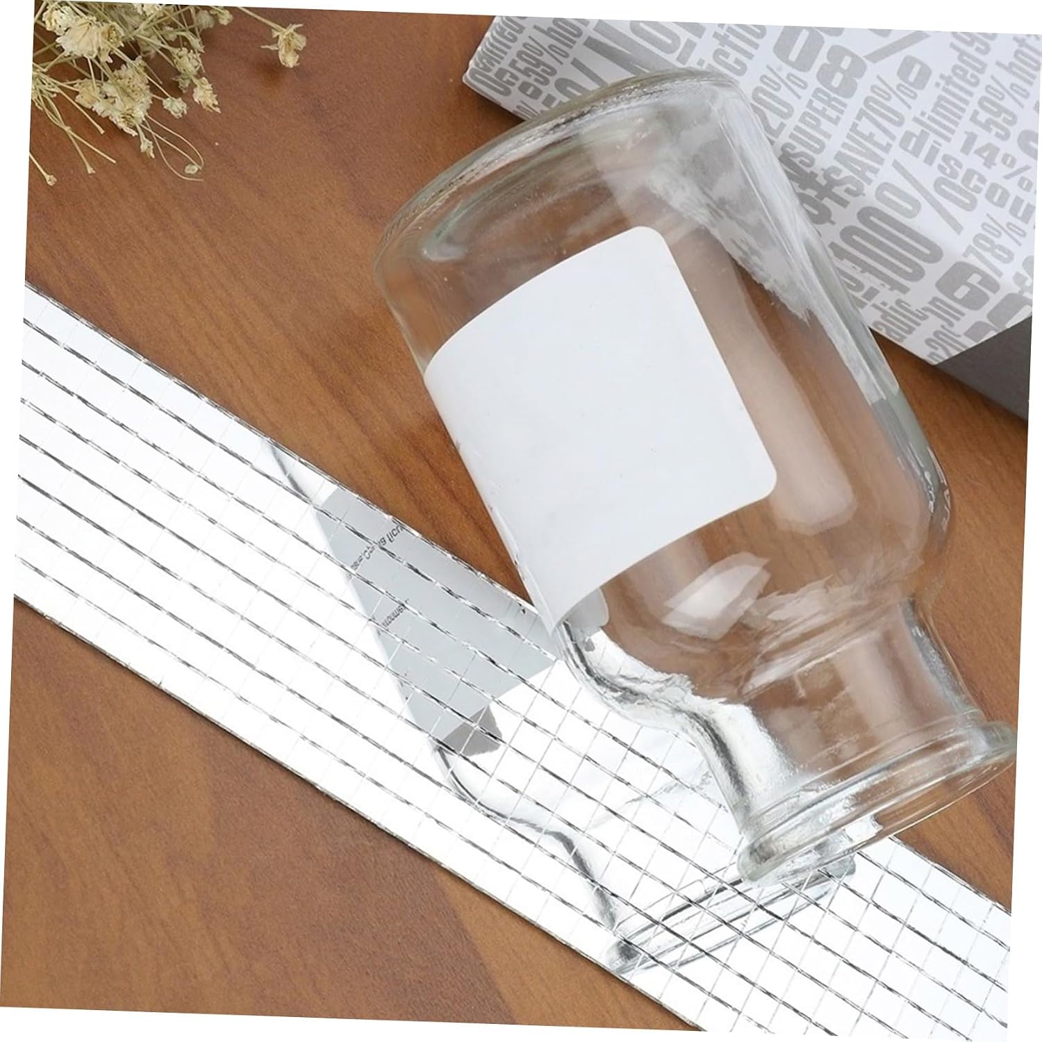 KALLORY Self Adhesive Square Mirror Tiles DIY Mosaic Wall Stickers for Home Kitchen Bathroom Decor Reflective Glass Craft Tiles with Backing for Easy Application
