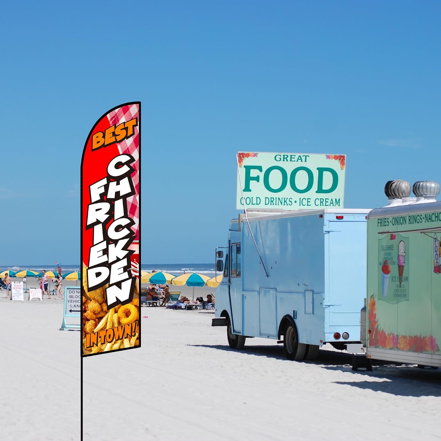 Fried CHICKEN BEST feather banner Windless Advertising Banner for Business(Only flag)
