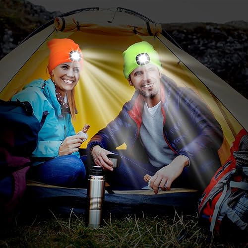 Miniatura 6 de 6 gorros inalámbricos unisex con luz, recargable por USB, 4 LED, con altavoz integrado, micrófono de invierno, cálido, gorro de punto para hombres y