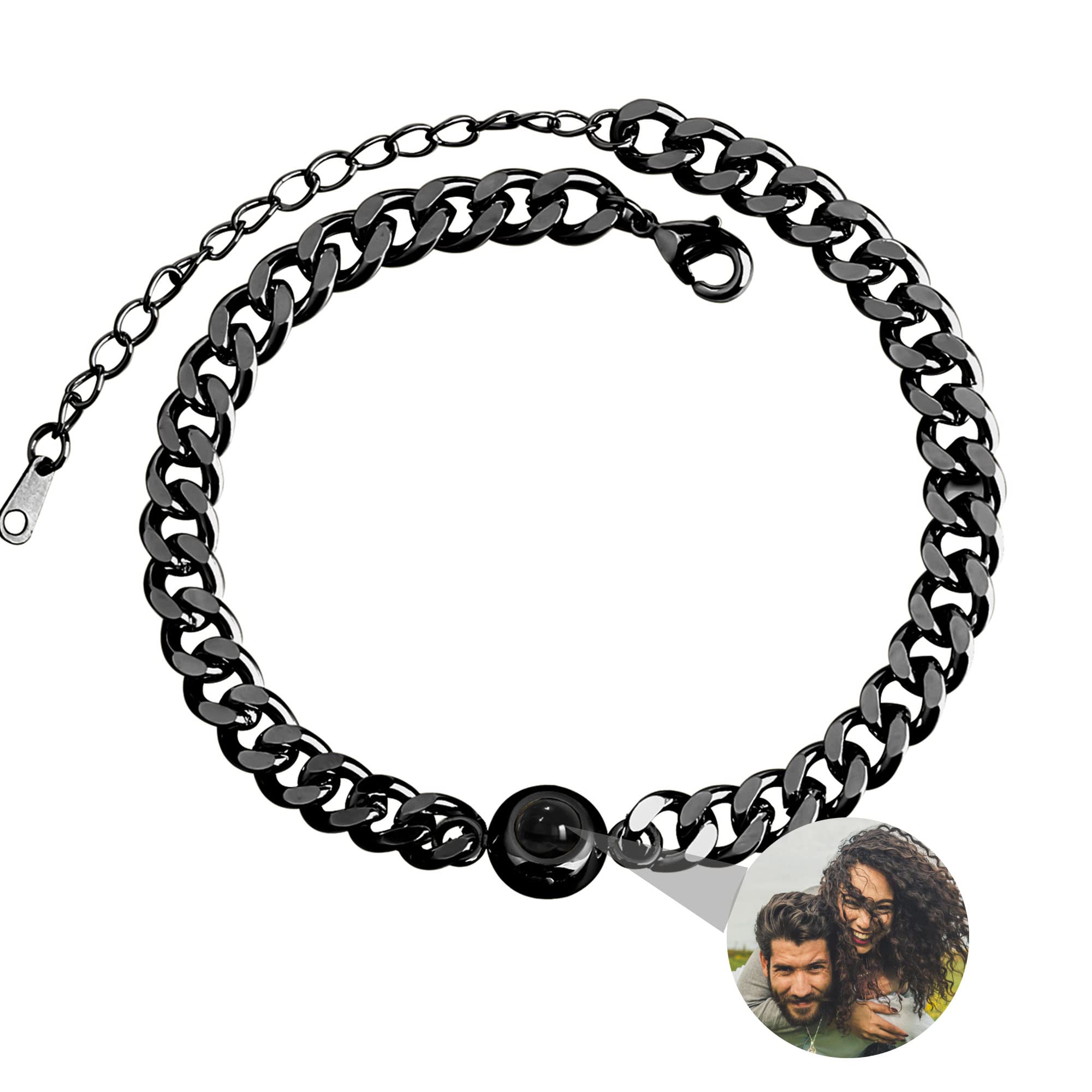 Godchoices Pulseras personalizadas con fotos en el interior, pulsera personalizada con fotos ocultas, pulseras con fotos personalizadas, pulsera de proyección de fotos para hombres/familia/pareja/amigos