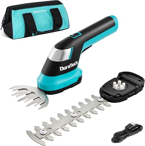 Cordless Hedge Trimmer, 7.2V 2-in-1 Handheld Rechargeable Grass Trimmer & Hedge Shears with USB Type-C Cable, Built-in Li-ion Battery, Electric Shrub & Grass Shears for Garden, Yard and Lawn