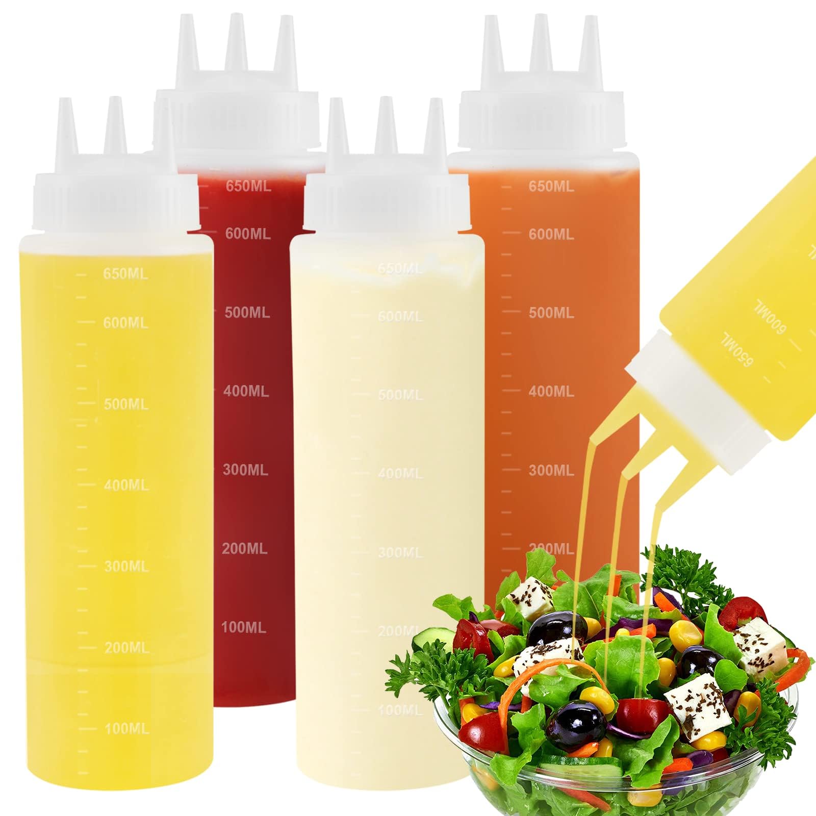 Bouteilles de condiments à pression 3 trous pour un dosage précis de vos sauces maison
