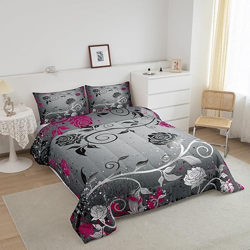 Miniatura 9 de Feelyou Juego de edredón abstracto degradado morado y negro para adolescentes, juego de ropa de cama para niños, niñas, mujeres, niños, edredón