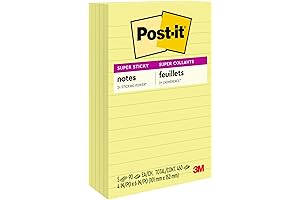Post-it Super Sticky 4x6 Lined Notes, Canary Yellow