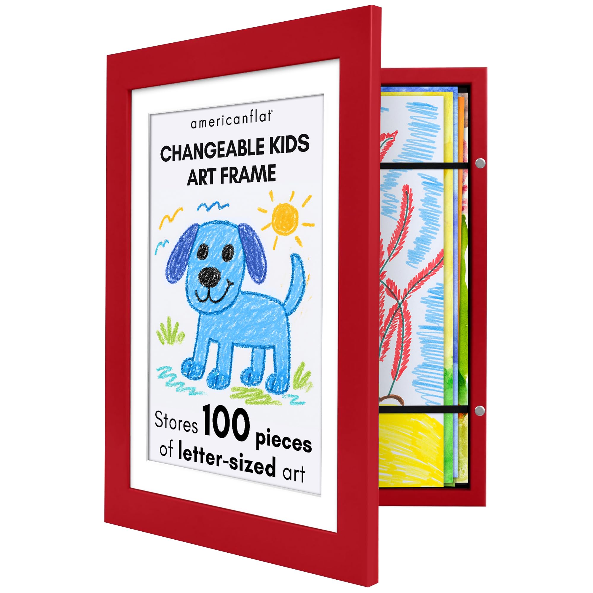 Americanflat 8.5x11 Changeable Kids Art Frame - Apple Red