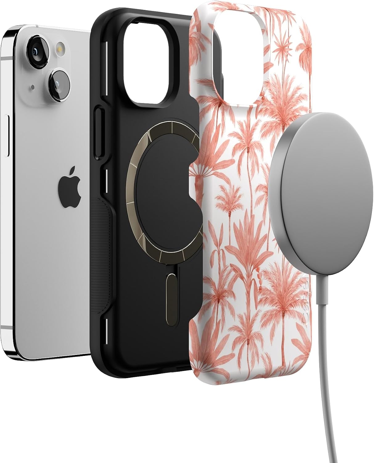 Casely iPhone 13 Mini Case | Perfect Paradise | Tropical Palm Tree Floral | Bold Protective Design | Compatible with MagSafe