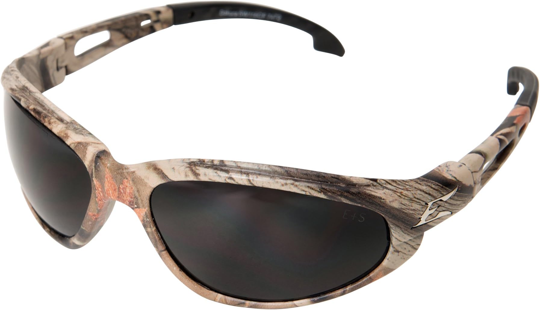 SW116CF Dakura Wrap-Around Safety Glasses, Anti-Scratch, Non-Slip, UV 400, Military Grade, ANSI/ISEA & MCEPS Compliant, 5.04" Wide, Forest Camo Frame/Smoke Lens