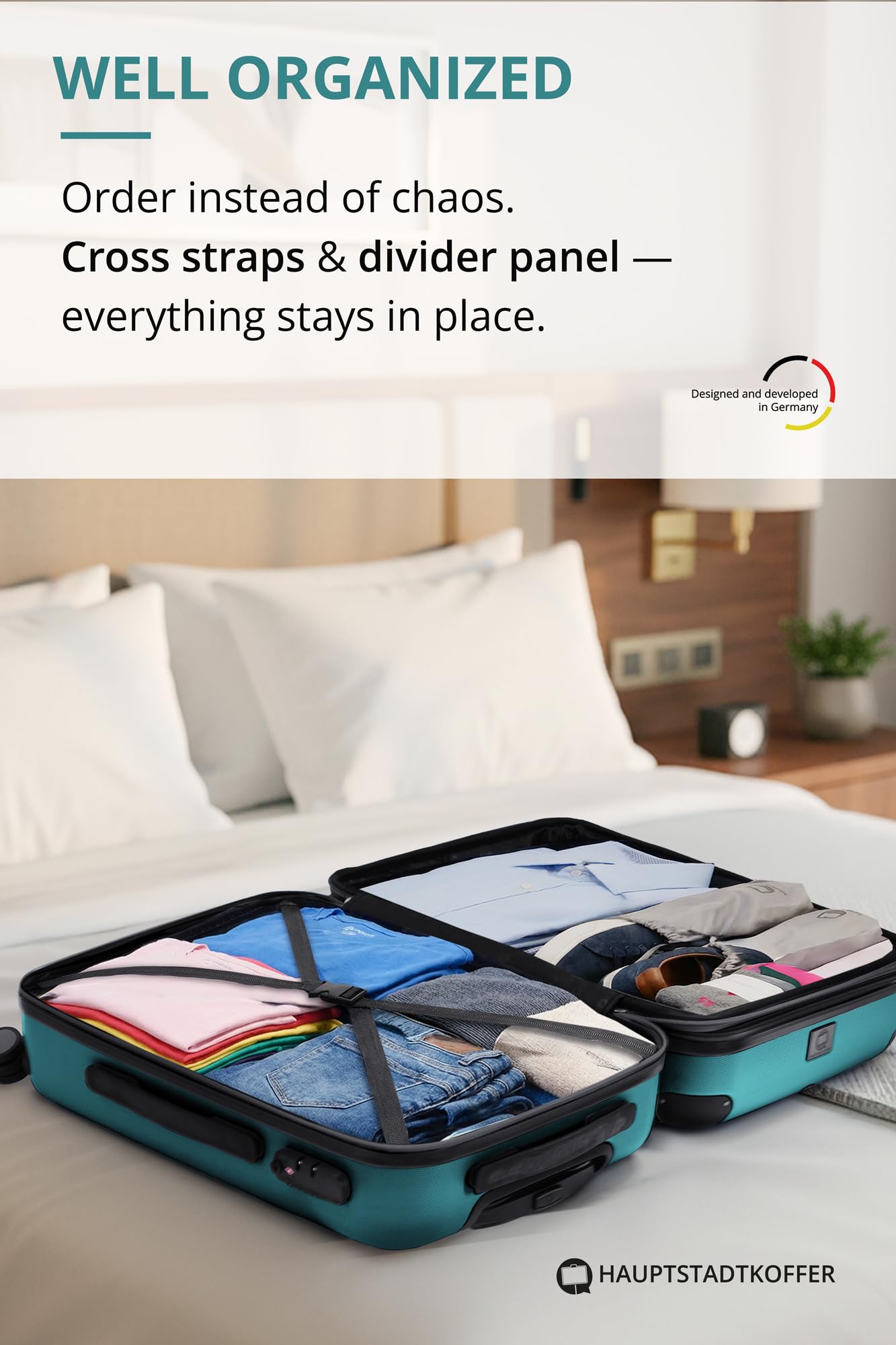 HAUPTSTADTKOFFER - Spree - Maleta rígida, Trolley expandible, Equipaje de Viaje, 4 Ruedas Dobles, TSA, 65 cm, 74 litros, Champán — view 150