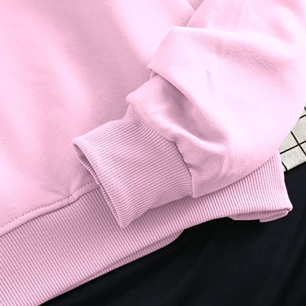 FUNKY MONKEY Girls and Womens Long Sleeve Dropshoulder Pullover Crop Tops and Cotton Blend Loose Fit Hoodies. (Summer and Winterwear Both) (15-16 Years, CL-Pink) - Image 4 thumbnail