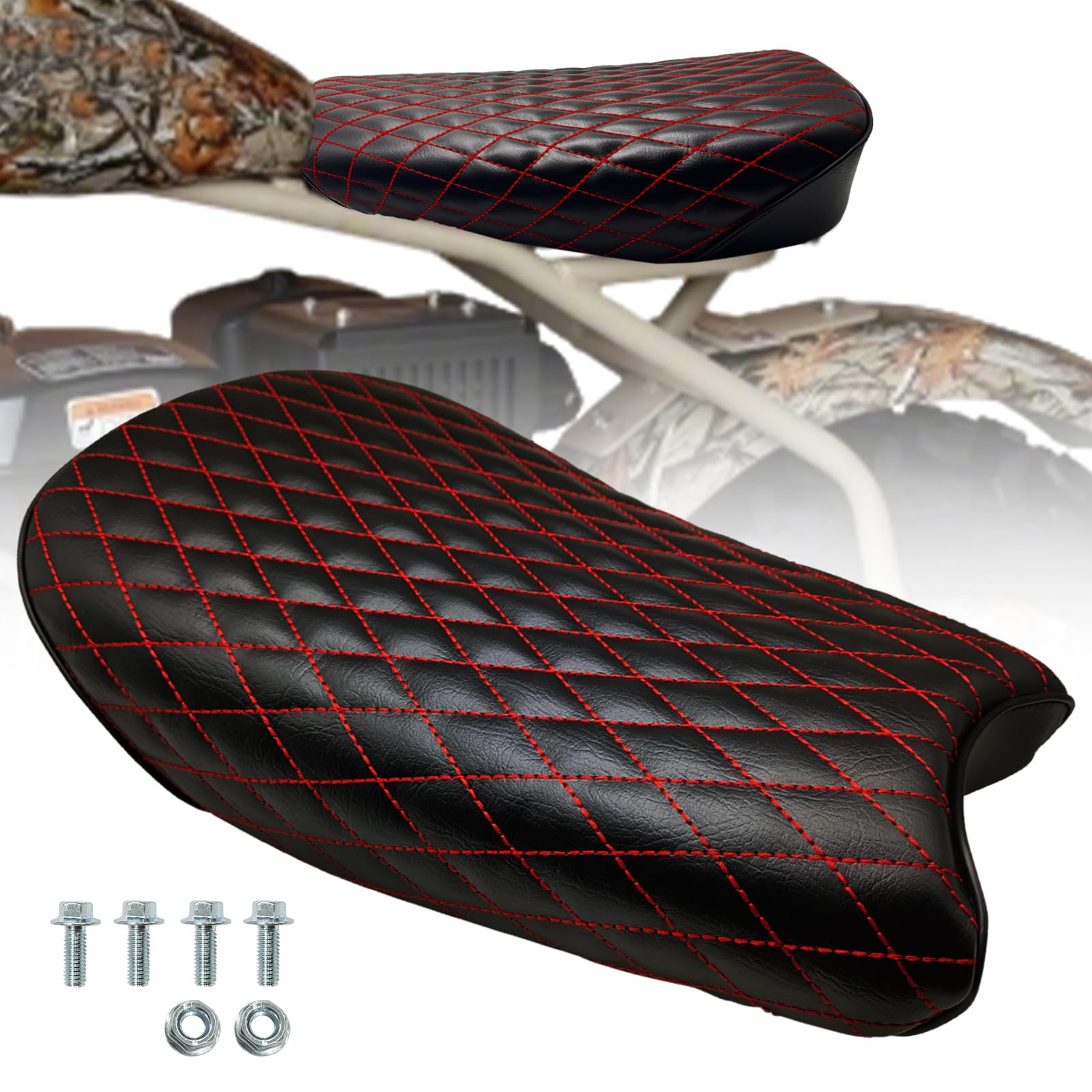 Chikia Upgrade CT200U-EX Seat with bolts Compatible with Coleman CT200uex ct200u-ex 200cc Trail Mini bike 196cc bike Cushion Red Diamond Stitch Seat : Automotive