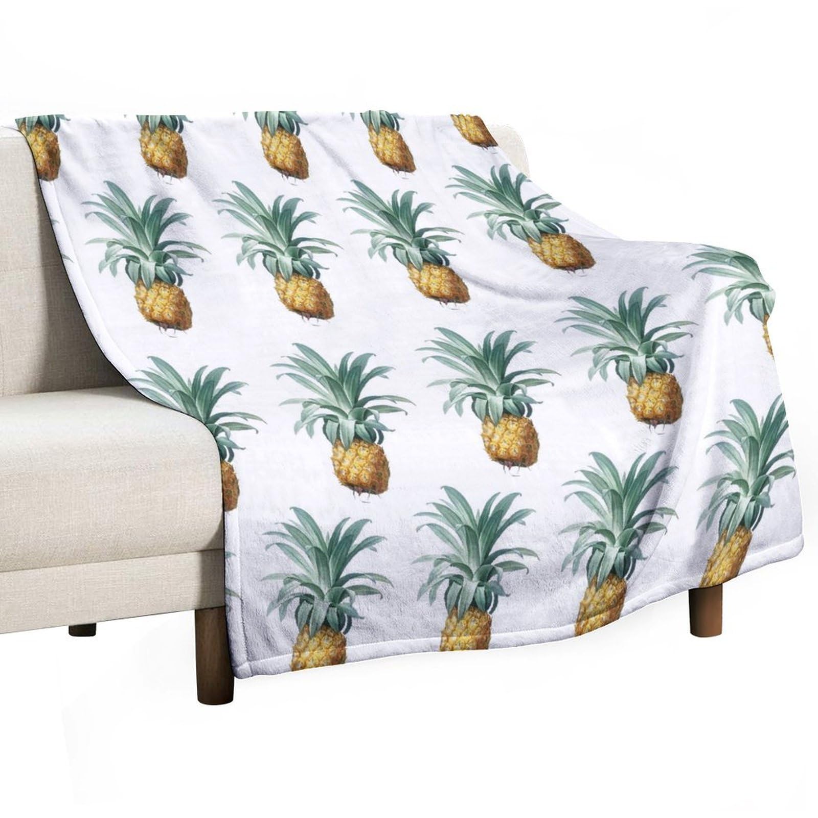 Couverture polaire en flanelle fruits jaunes 177x203 cm pour canapé