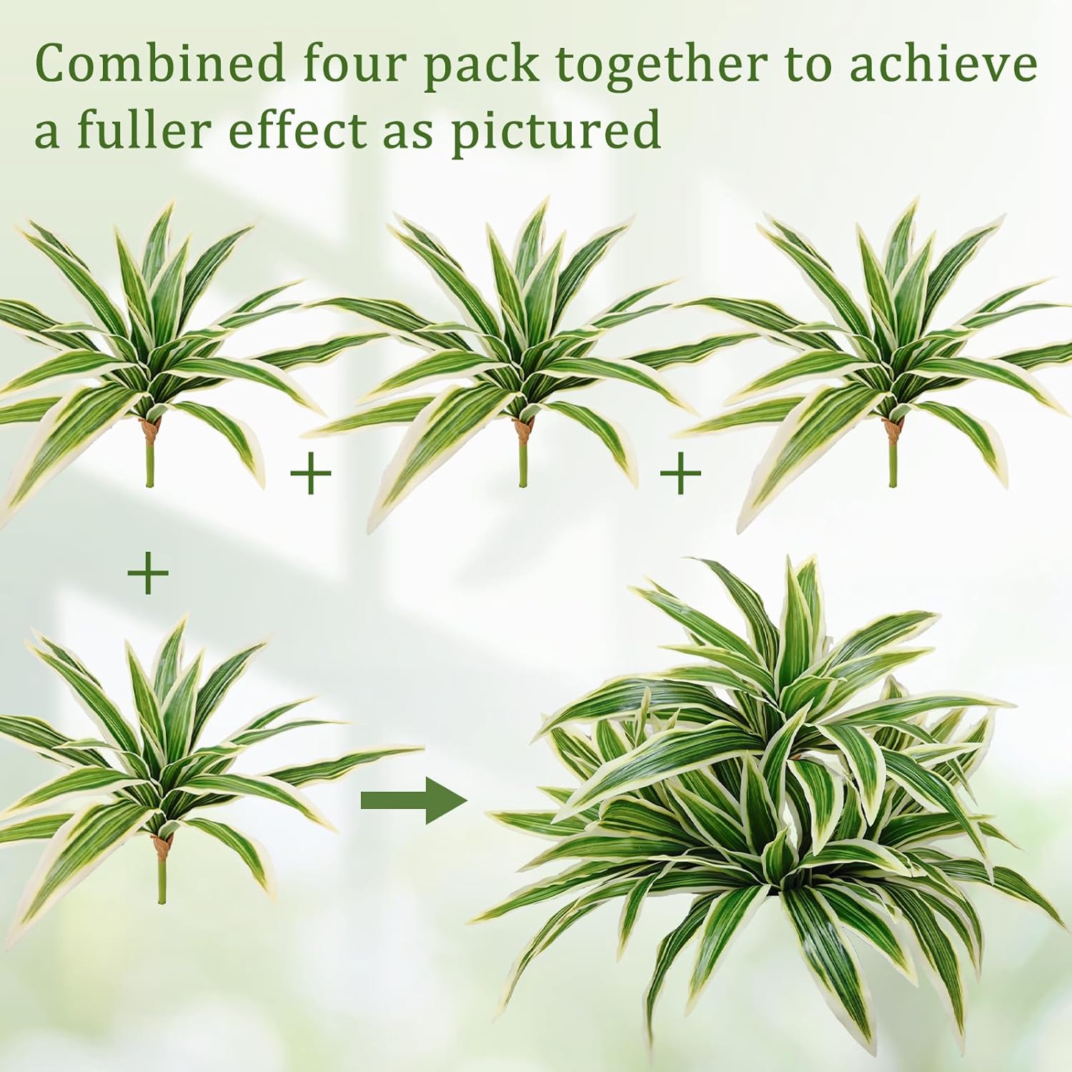 4Pcs Fake Ferns, Faux Outdoor Plants UV Resistant,3D Real Touch Fake Plants Total 60 Blades,Weatherproof Artificial Plants Outdoor Indoor for Garden Porch Home Office Decor