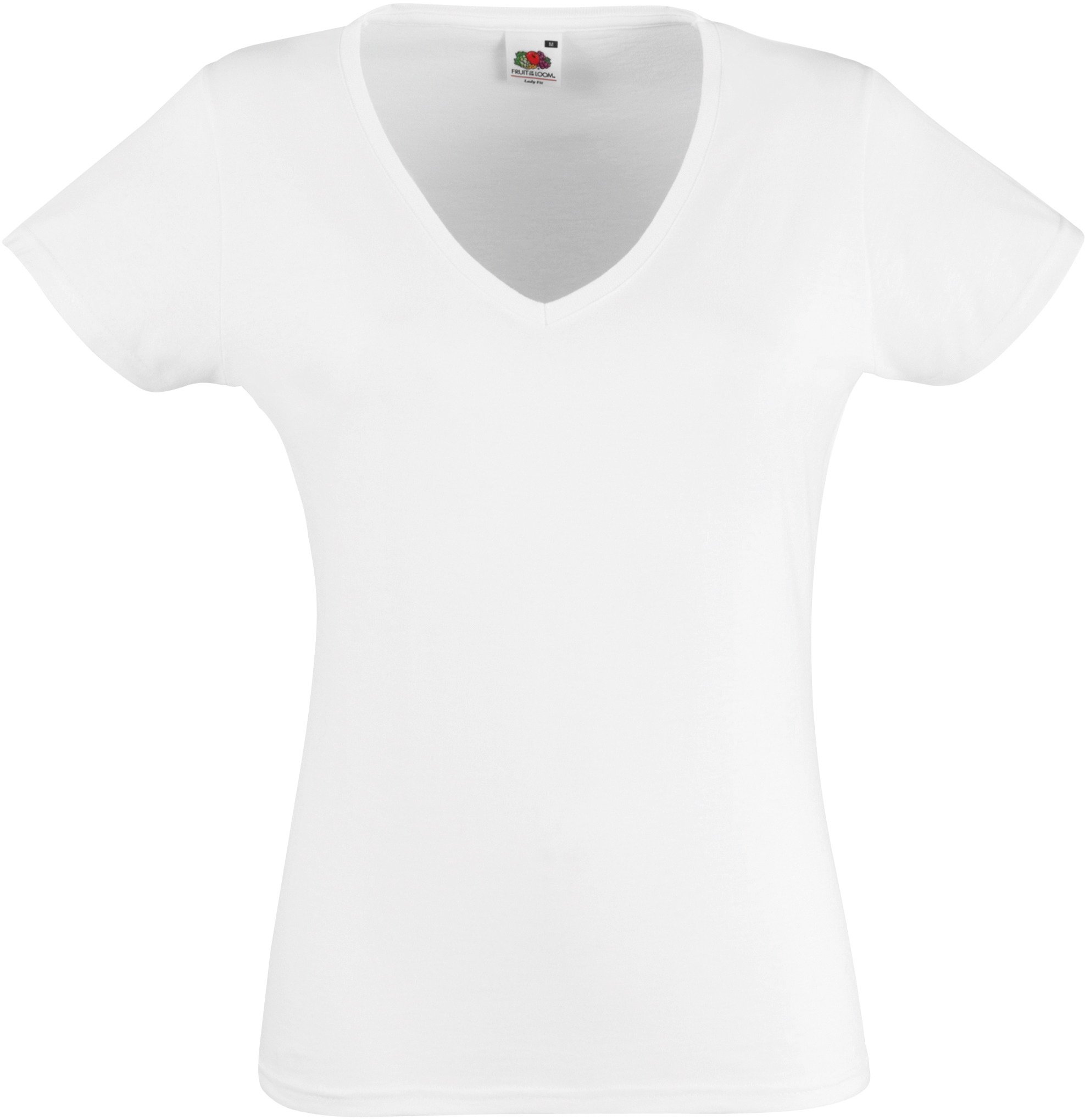 Fruit of the Loom Women's Valueweight V-Neck T Lady-fit T-Shirt - White - Medium