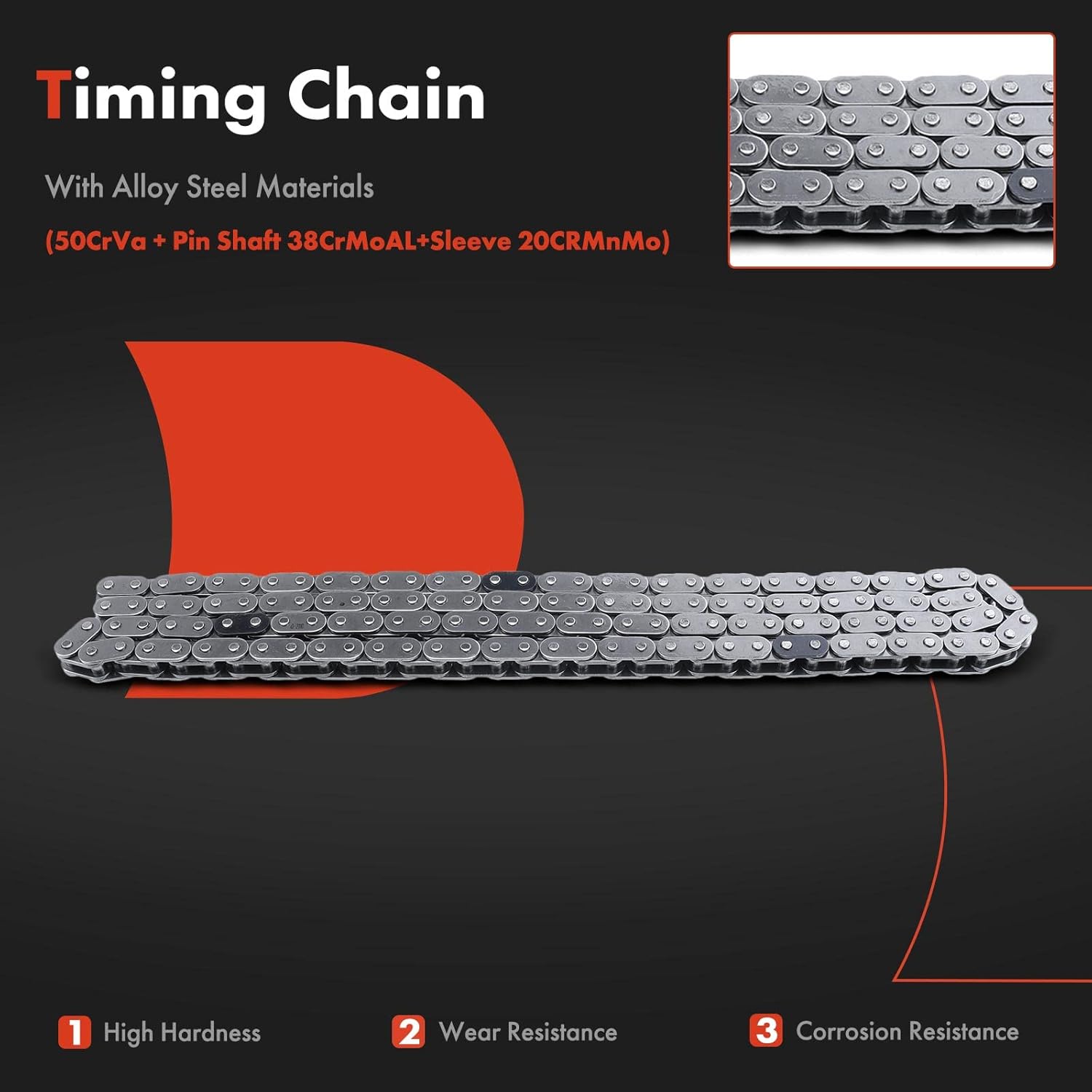 A-Premium Engine Timing Chain Kit W/Tensioner & Guide [DOHC, L4 2.2L 2.4L] Compatible with Chevy, Pontiac, Saturn, Olds GM Vehicles - HHR, Malibu, Cavalier, Zafira, G5, Sunfire, Sky, LS, LW1 & More