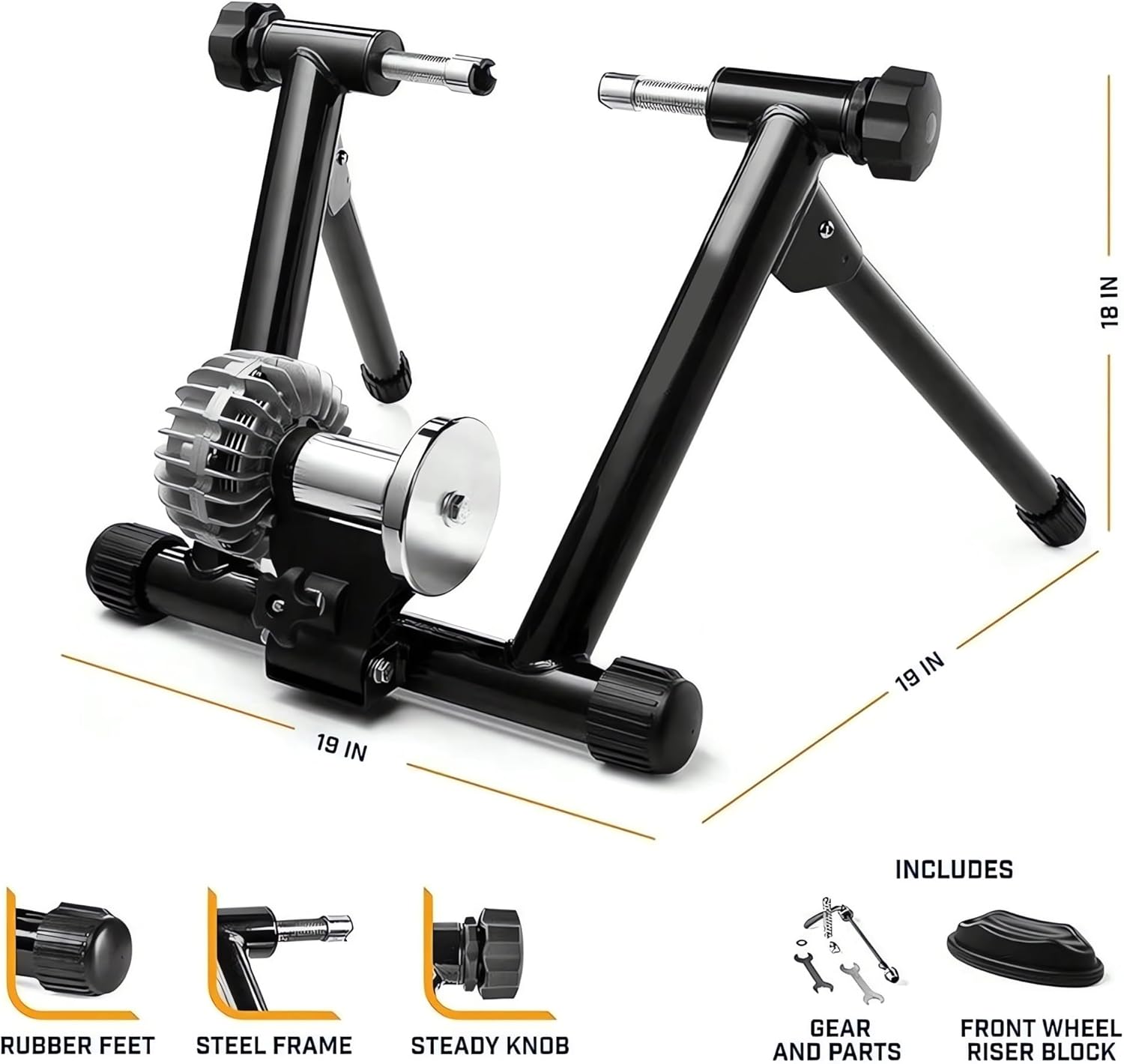 Bike Trainer - Fluid Resistance Indoor Bike Trainer Stand for 26-29" & 700C Wheels - Home Exercise Fitness Equipment