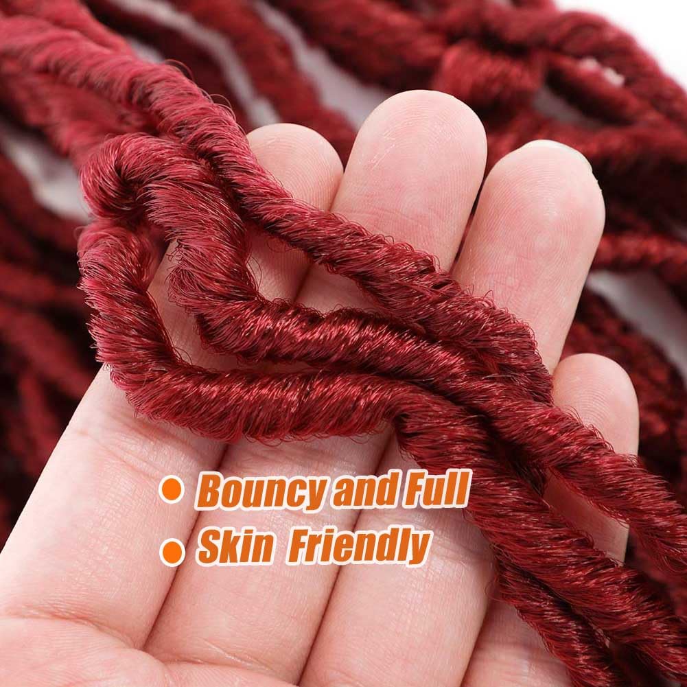 Burgundy Soft Locs Crochet Hair 18 Inch 6 Packs Faux Locs Crochet Hair Burg Pre Looped Knotless Natural Curly Wavy Crochet Braids Hair for Black Women (18 Inch, 6 Pack, BUG#)