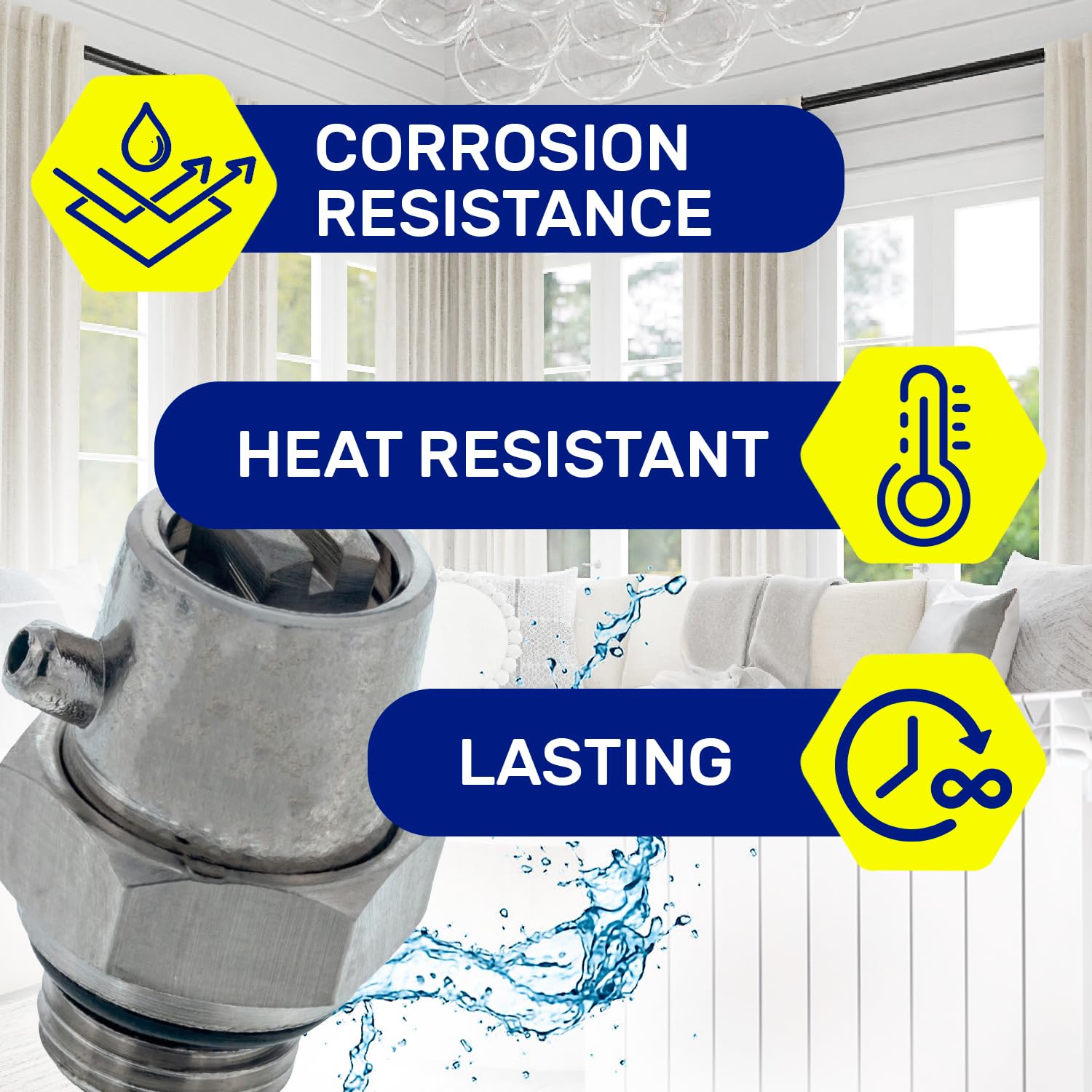 Automatic Radiator Bleed Valve with Size 1/8" Made of Nickel Plated Brass - Warranty 10 Years - MONTERAL - Image 4