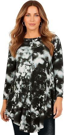 Roaman's Women's Plus Size Boatneck Swing Ultra Drape Tunic Top