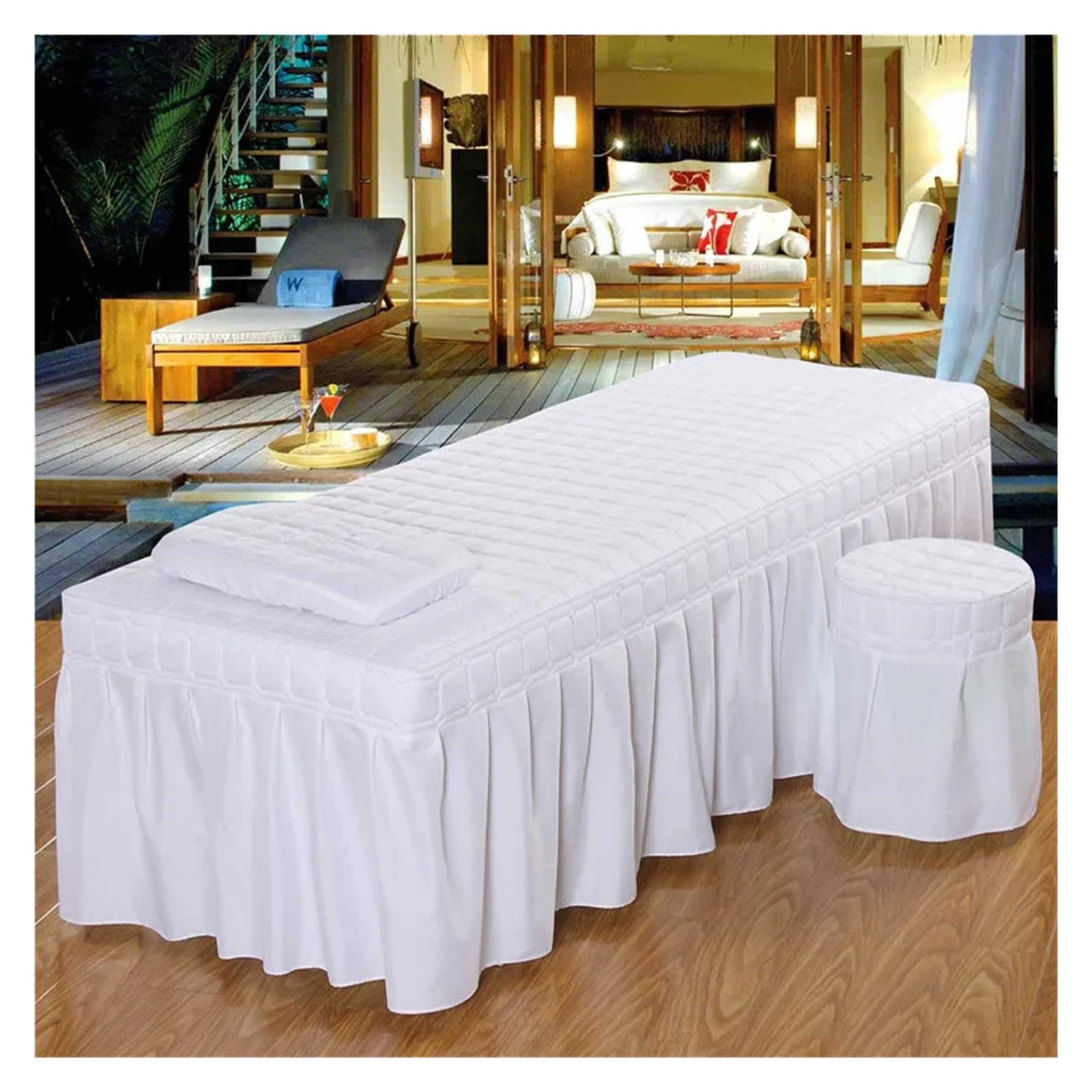 Sábana De Cama For Salón Belleza, Colchón Acolchado Grueso, Falda, Colcha Con Agujero For La Cara Para camillas de masaje(4,190cm x 70cm)