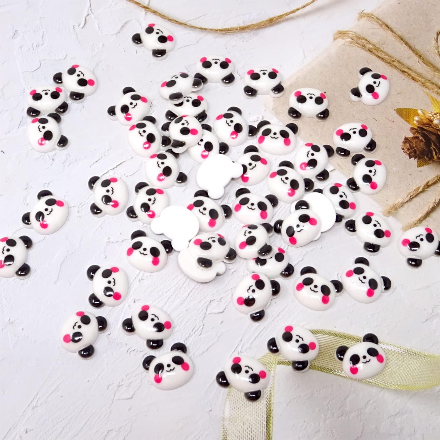 Honbay 50PCS Slime Charms Flatback Resin Charms Cute Animal Panda Embellishments for Hair Clips, Photo Frames, Phone Cases, Jewelry Boxes, Stationery Boxes, Scrapbooking, DIY Crafts, etc - Image 6